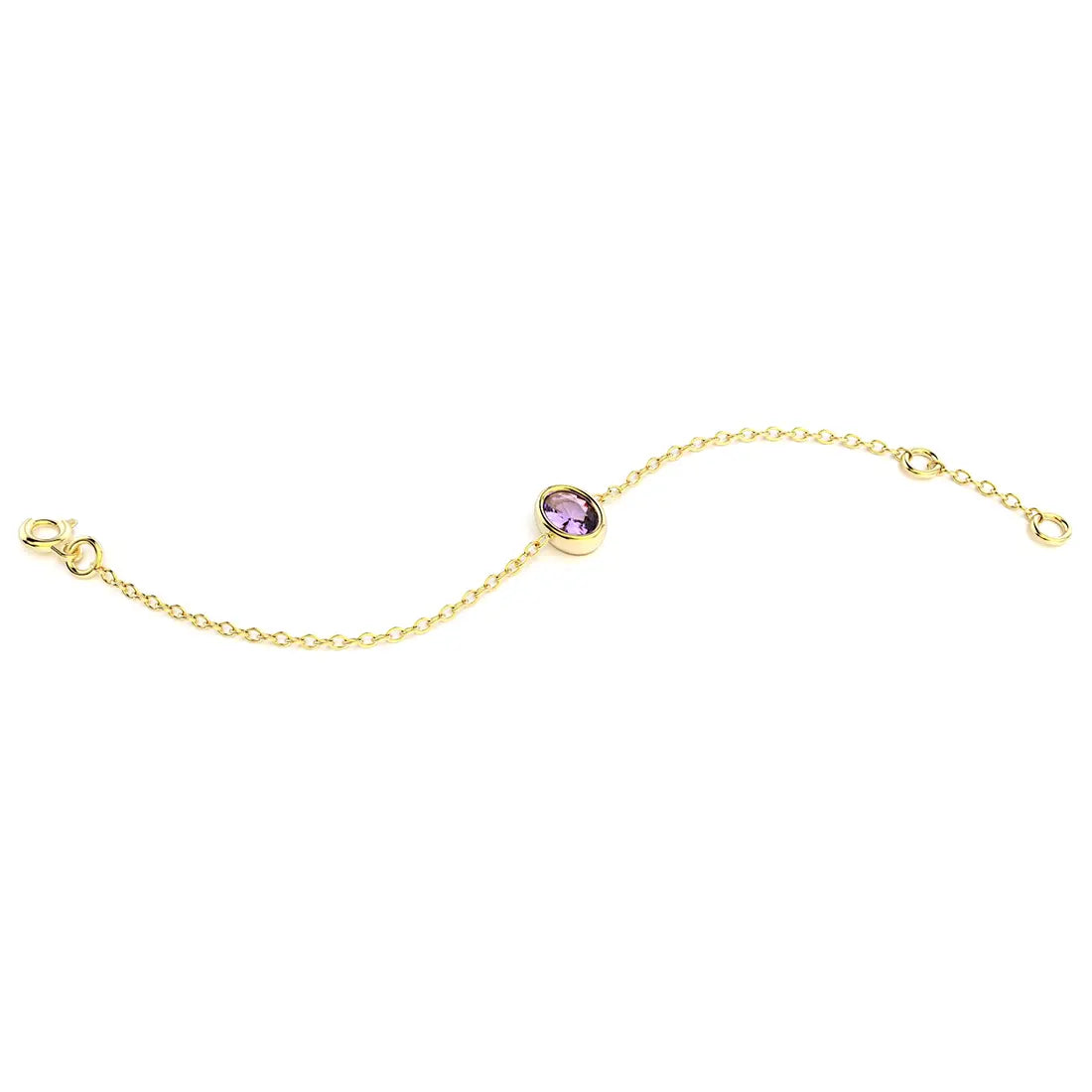 bracelet byzance pour femme forme ovale en or jaune et amethyste
