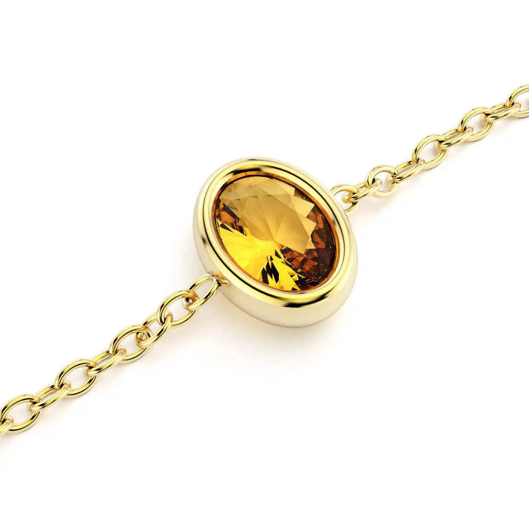 bracelet byzance pour femme forme ovale en or jaune et jaune citrine