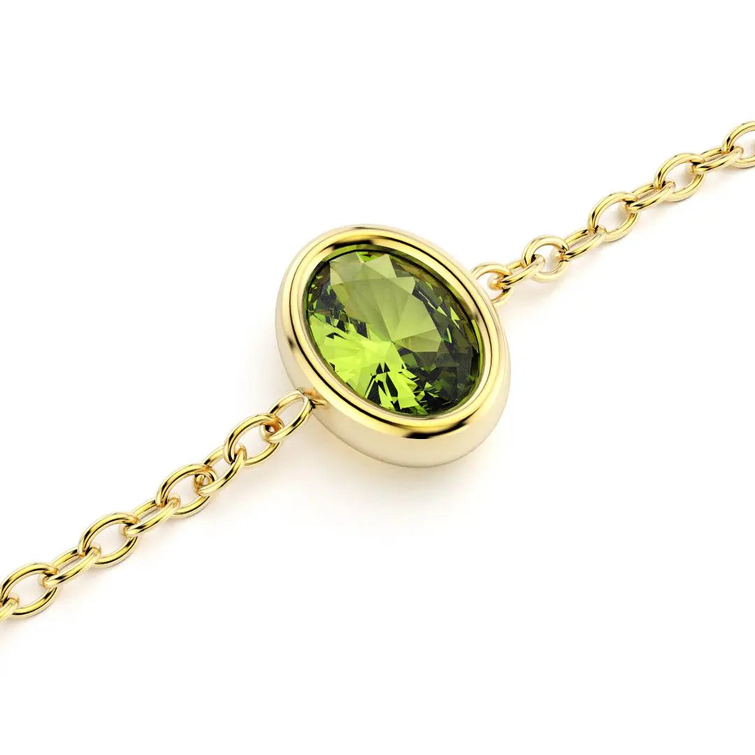bracelet byzance pour femme forme ovale en or jaune et peridot