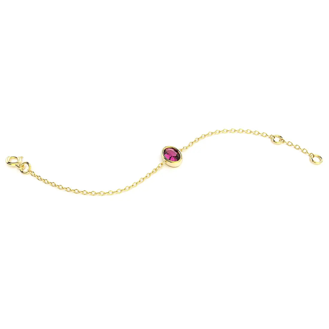 bracelet byzance pour femme forme ovale en or jaune et rhodolite