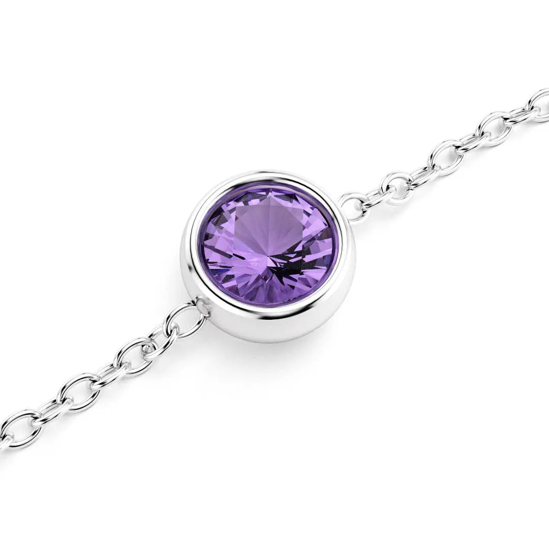 bracelet byzance pour femme forme ronde en argent avec amethyste
