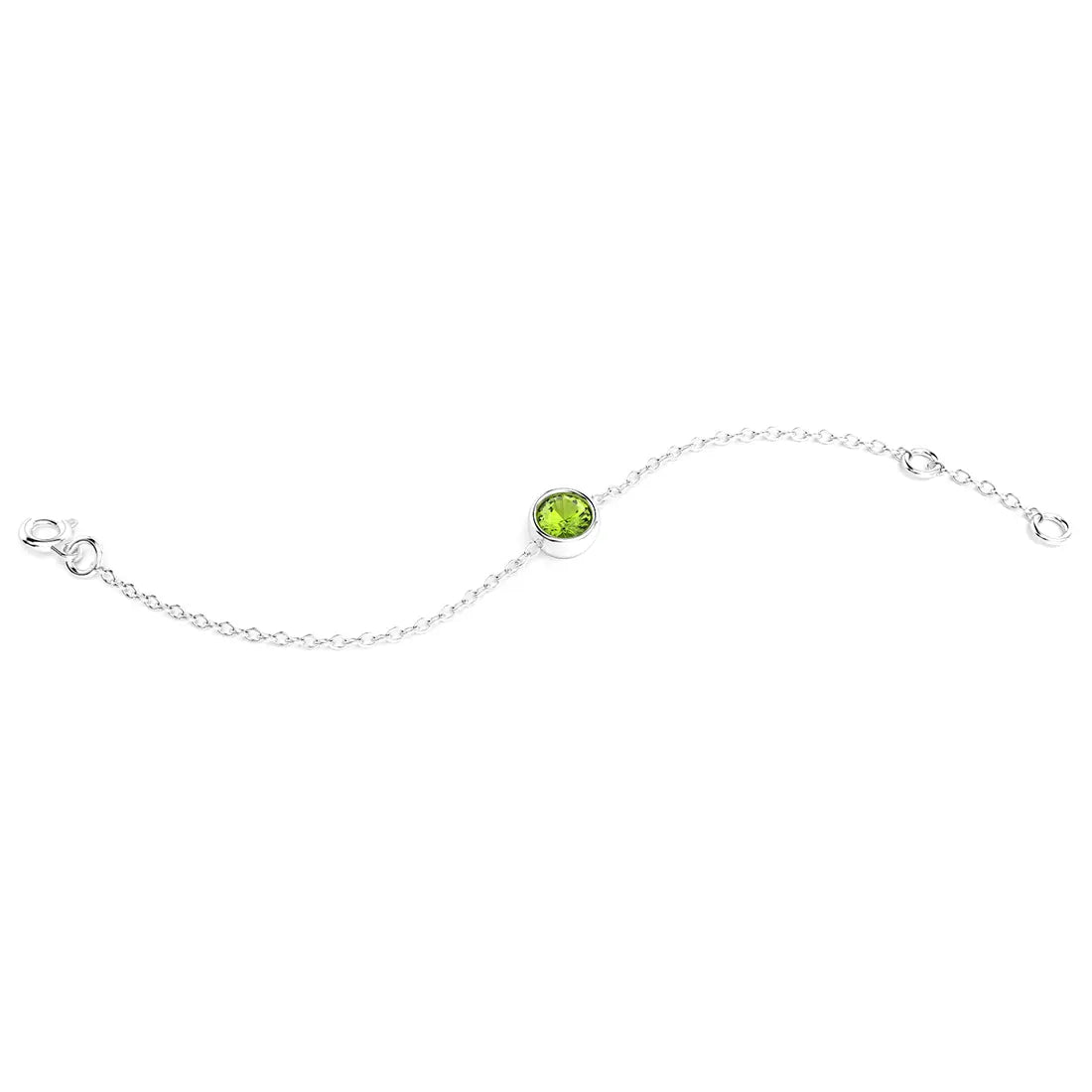 bracelet byzance pour femme forme ronde en or blanc avec peridot