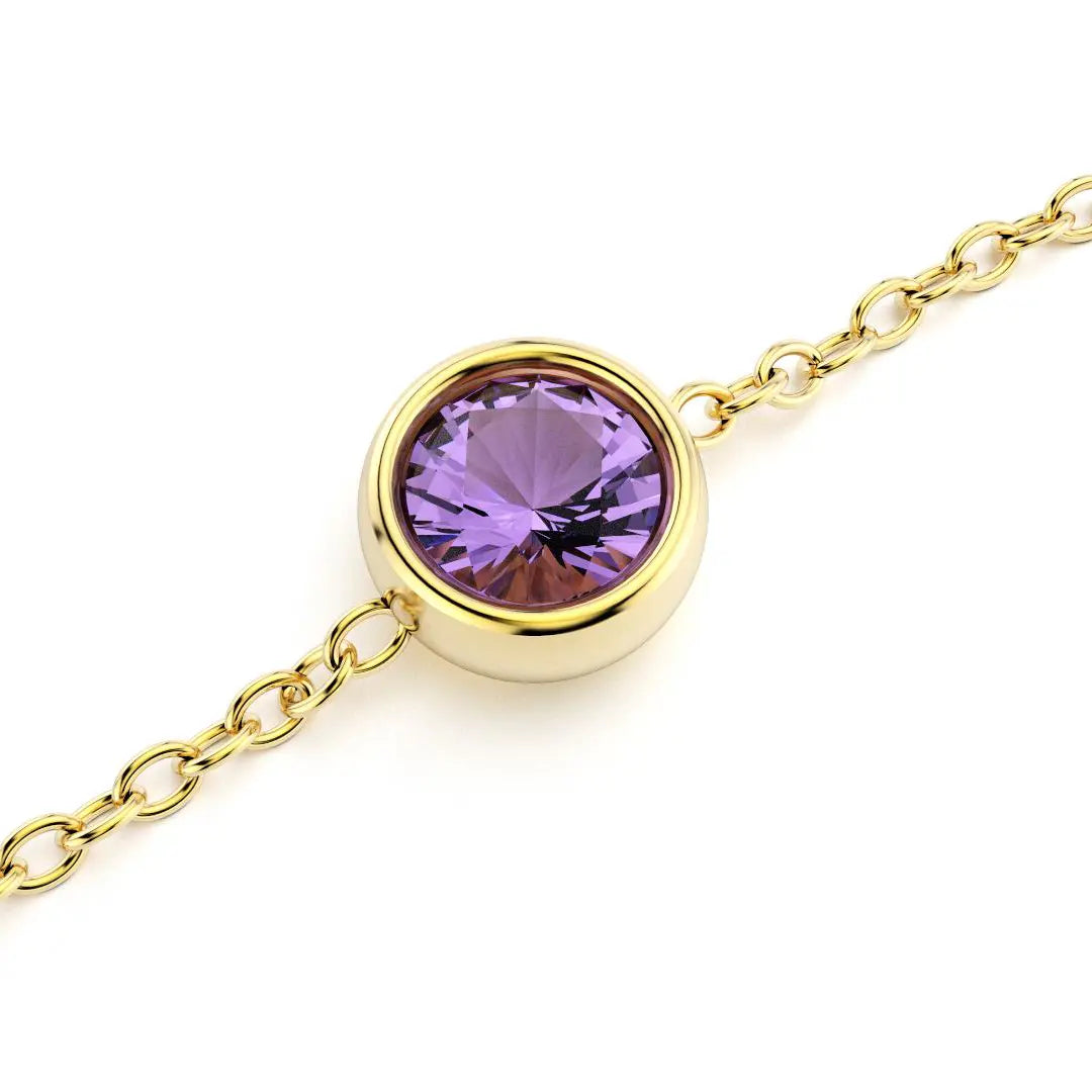 bracelet byzance pour femme forme ronde en or jaune avec amethyste