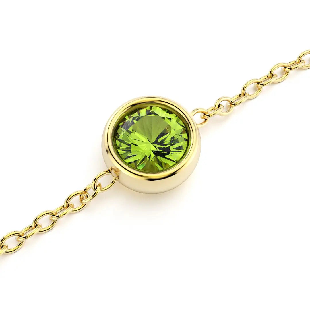 bracelet byzance pour femme forme ronde en or jaune avec peridot