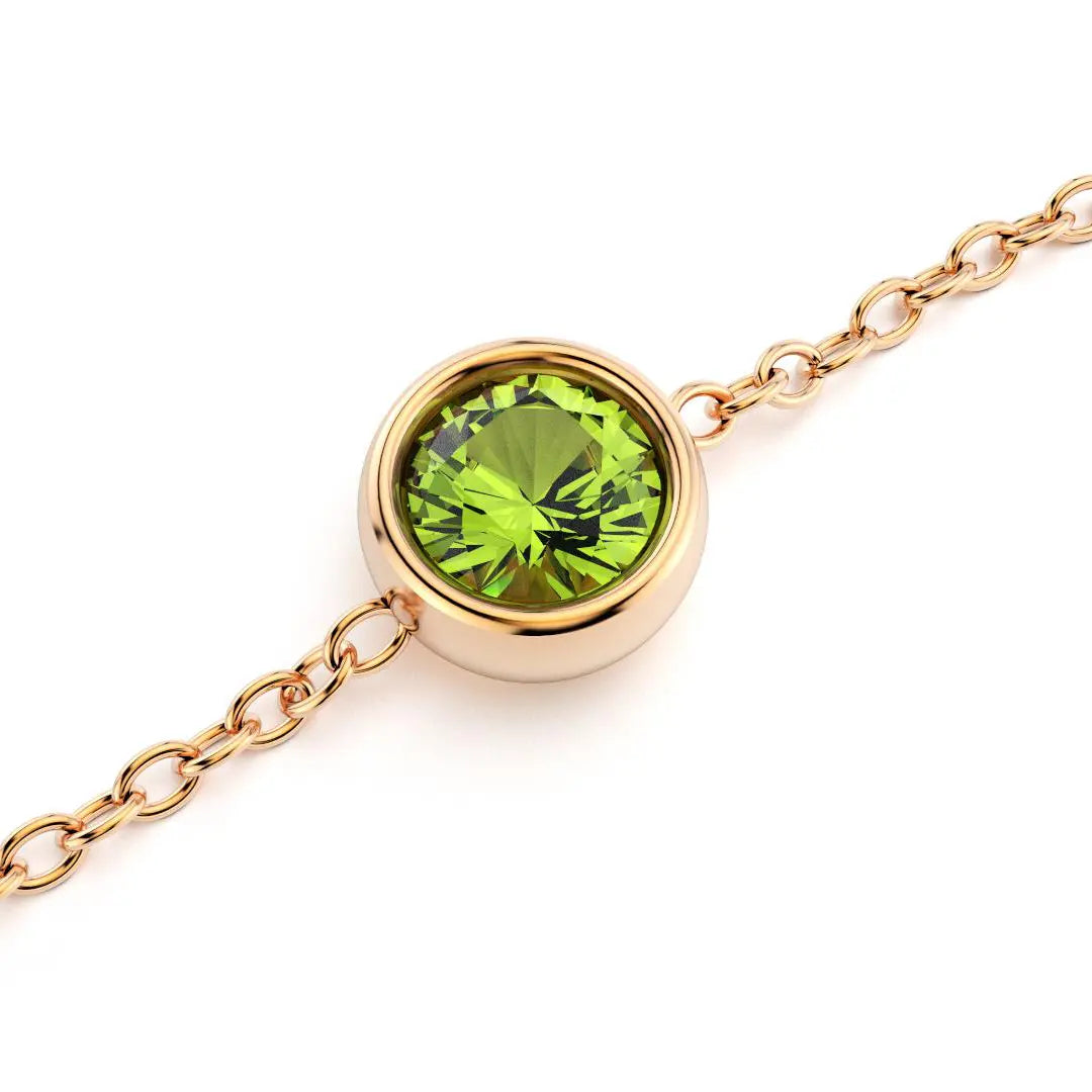 bracelet byzance pour femme forme ronde en or rose avec peridot
