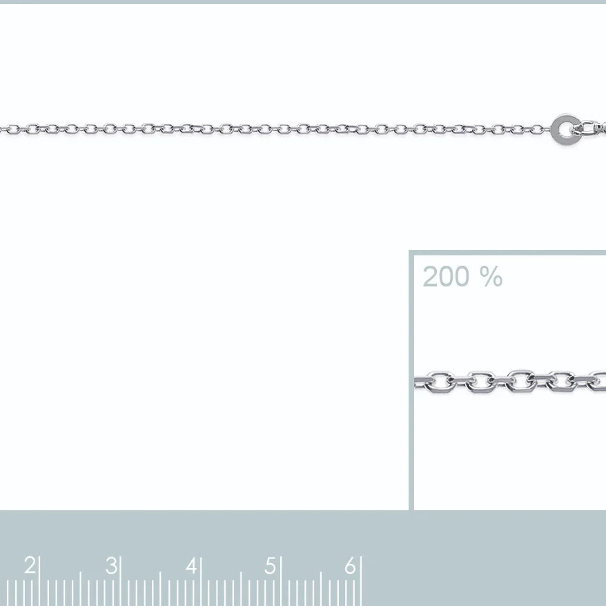 Chaîne maille forçat 1,3 mm en argent 925 rhodié