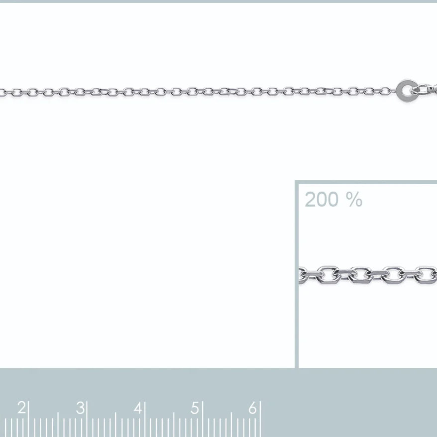 Chaîne maille forçat 1,45 mm en argent 925 rhodié