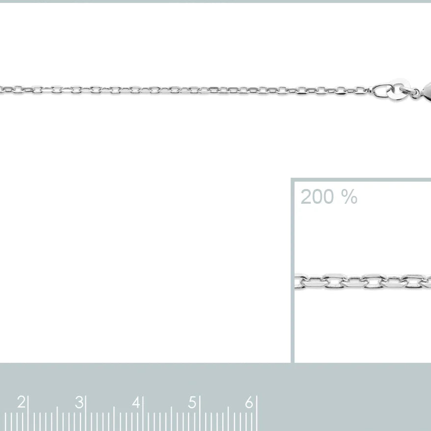 Chaîne maille forçat 1,6 mm en argent 925 rhodié