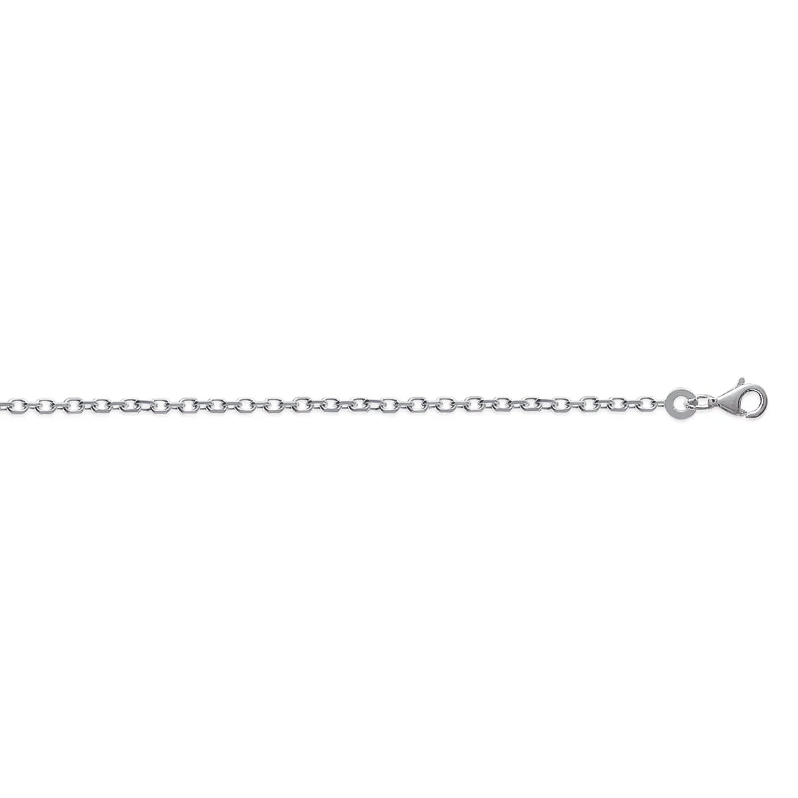 Chaîne maille forçat 1,75 mm en argent 925 rhodié 60 cm