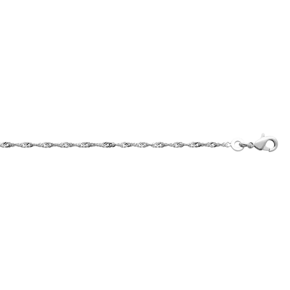 Chaîne maille Singapour 1,9 mm en argent 925 rhodié