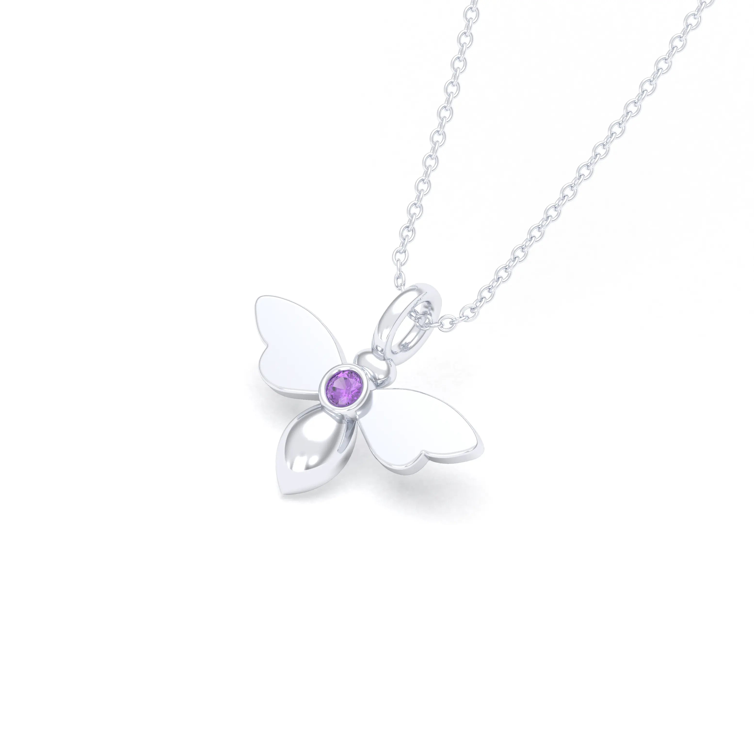 Collier Abeille en argent 950 et pierre fine ou précieuse au choix Améthyste