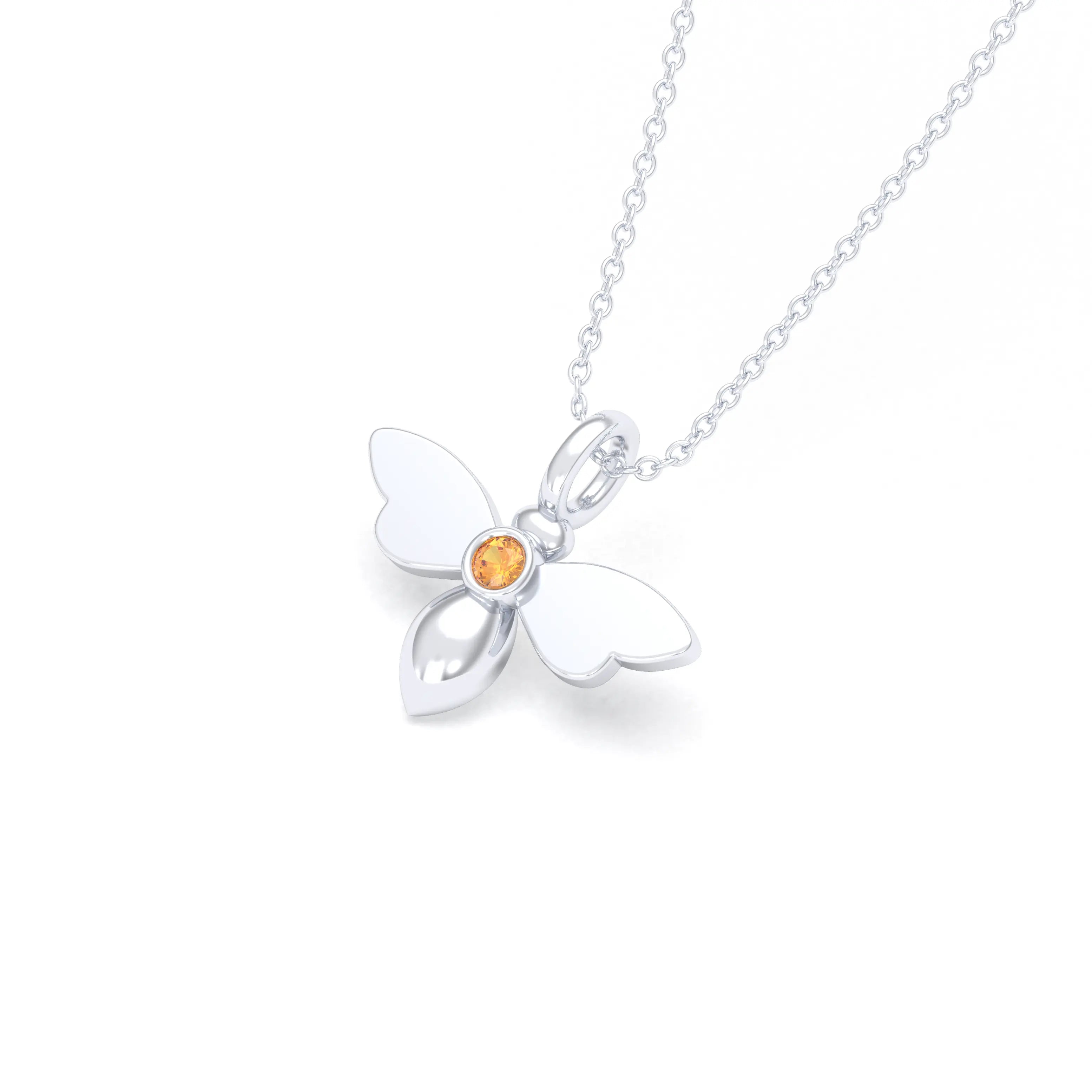 Collier Abeille en argent 950 et pierre fine ou précieuse au choix Citrine