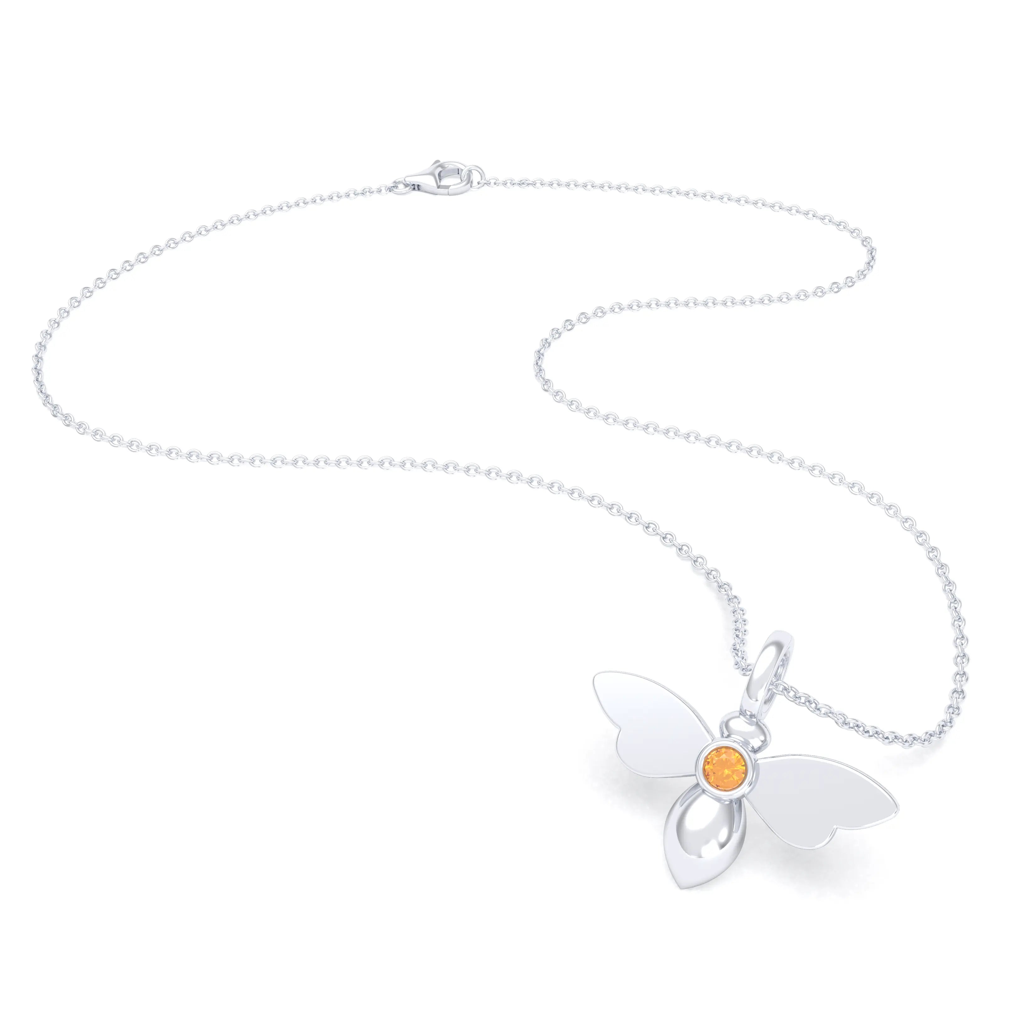 Collier Abeille en argent 950 et pierre fine ou précieuse au choix