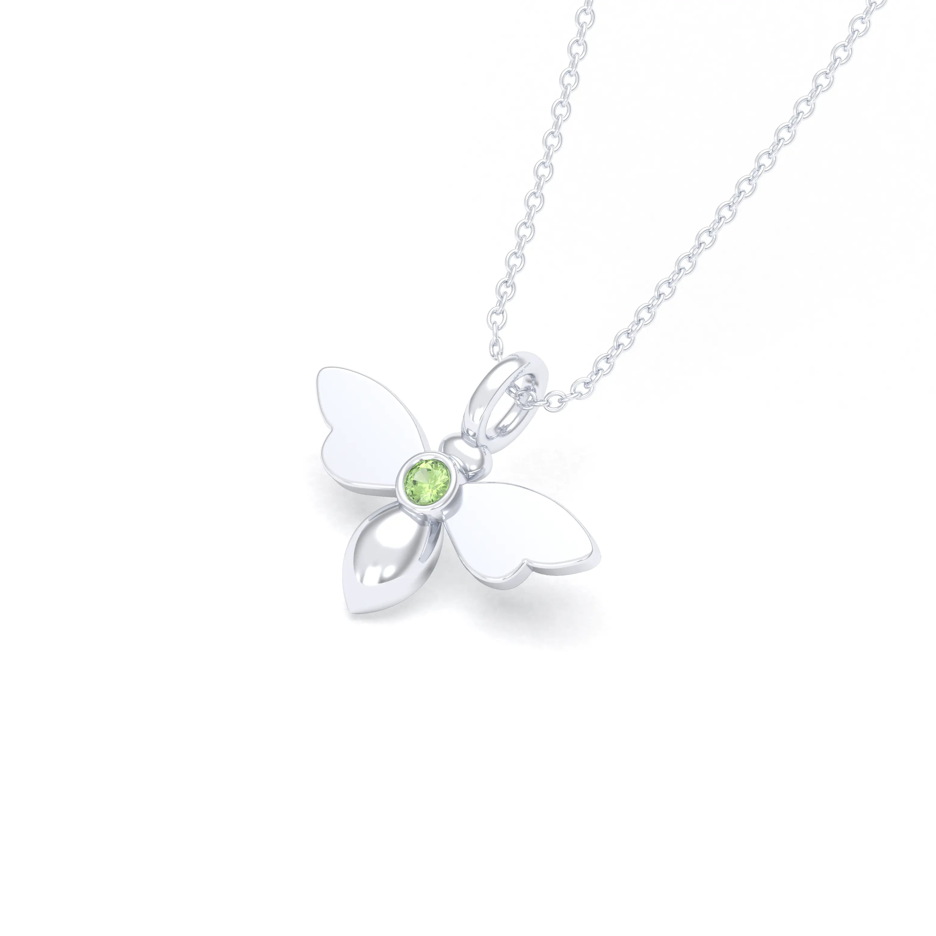 Collier Abeille en argent 950 et pierre fine ou précieuse au choix Péridot