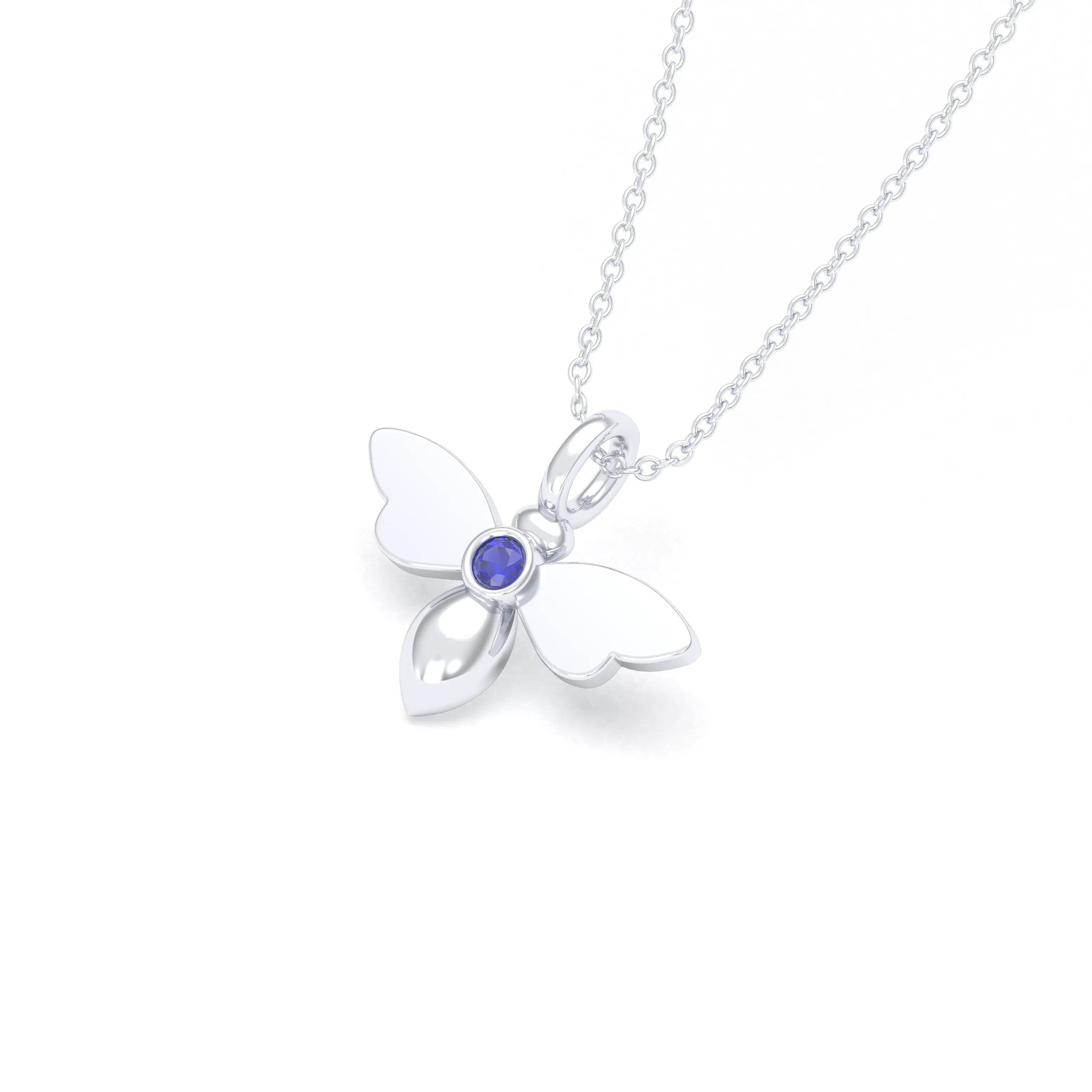 Collier Abeille en argent 950 et pierre fine ou précieuse au choix Saphir bleu