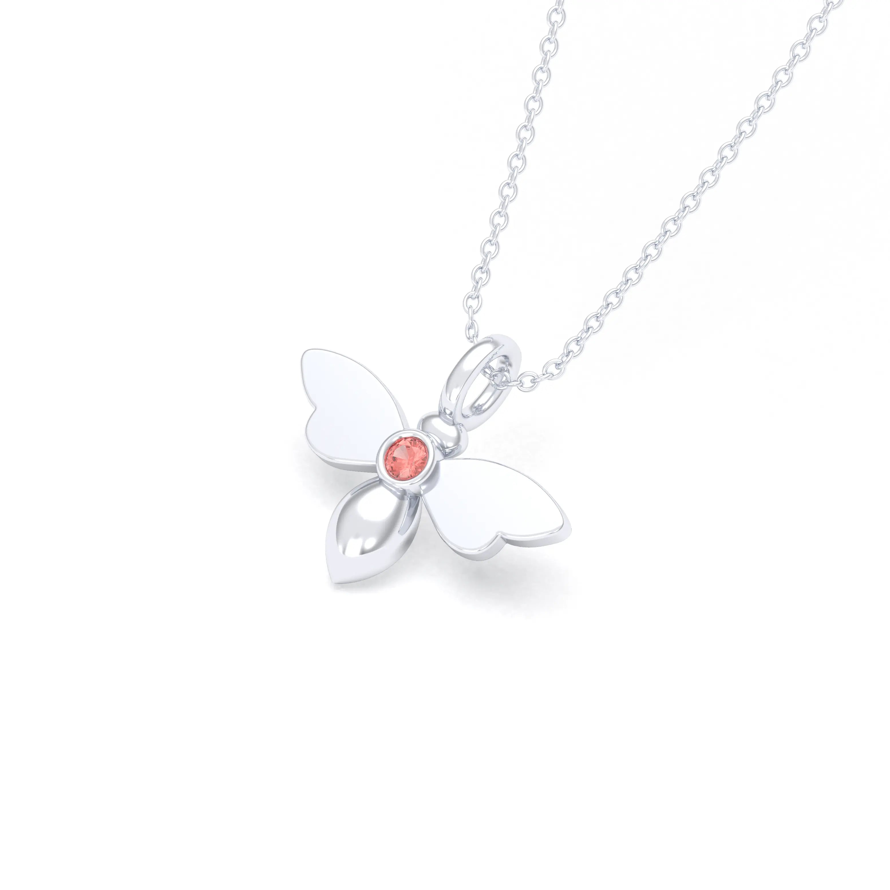 Collier Abeille en argent 950 et pierre fine ou précieuse au choix Saphir pêche