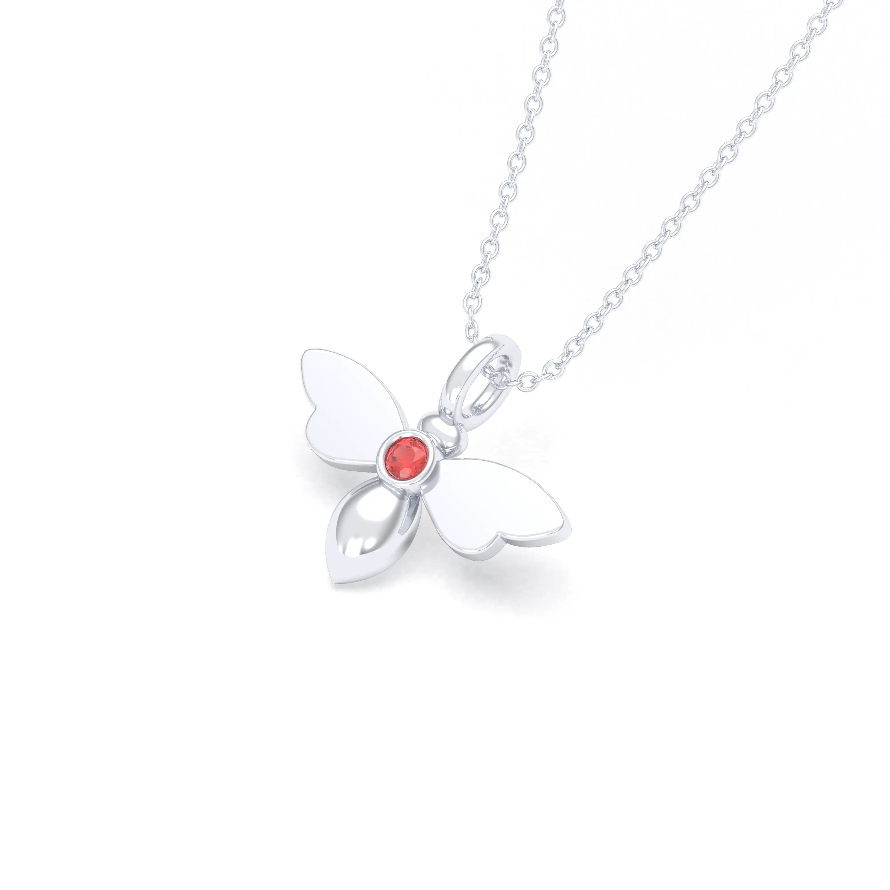 Collier Abeille en argent 950 et pierre fine ou précieuse au choix Saphir rouge