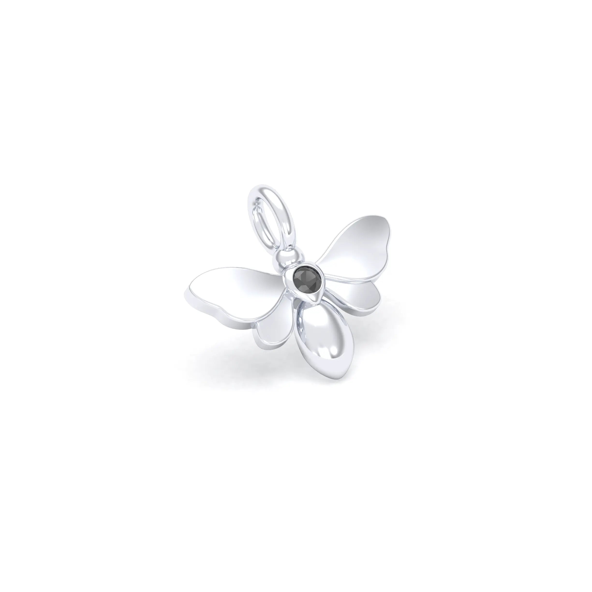 Collier Abeille en or blanc 18 carats et pierre précieuse au choix Diamant noir Pendentif seul