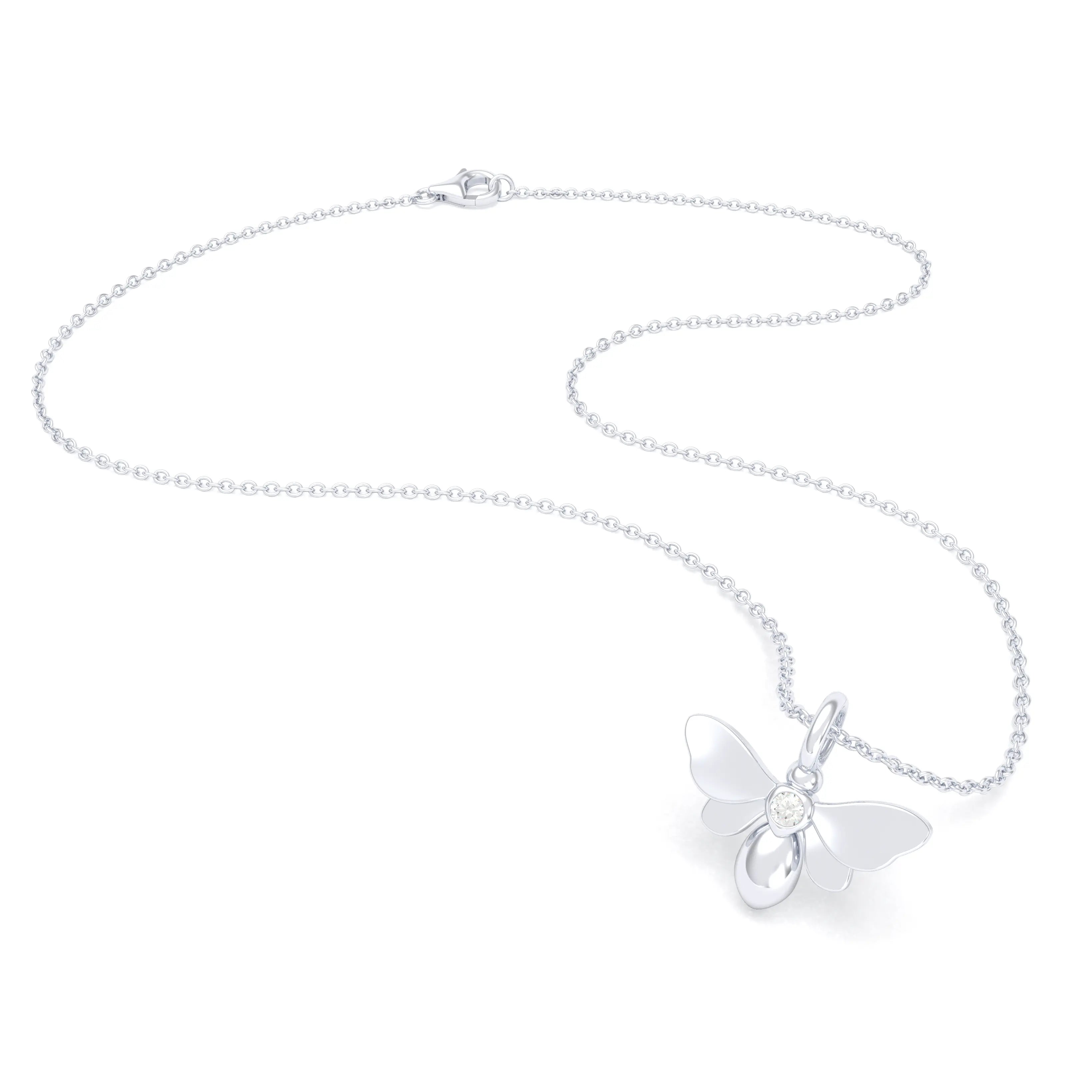 Collier Abeille en or blanc 18 carats et pierre précieuse au choix