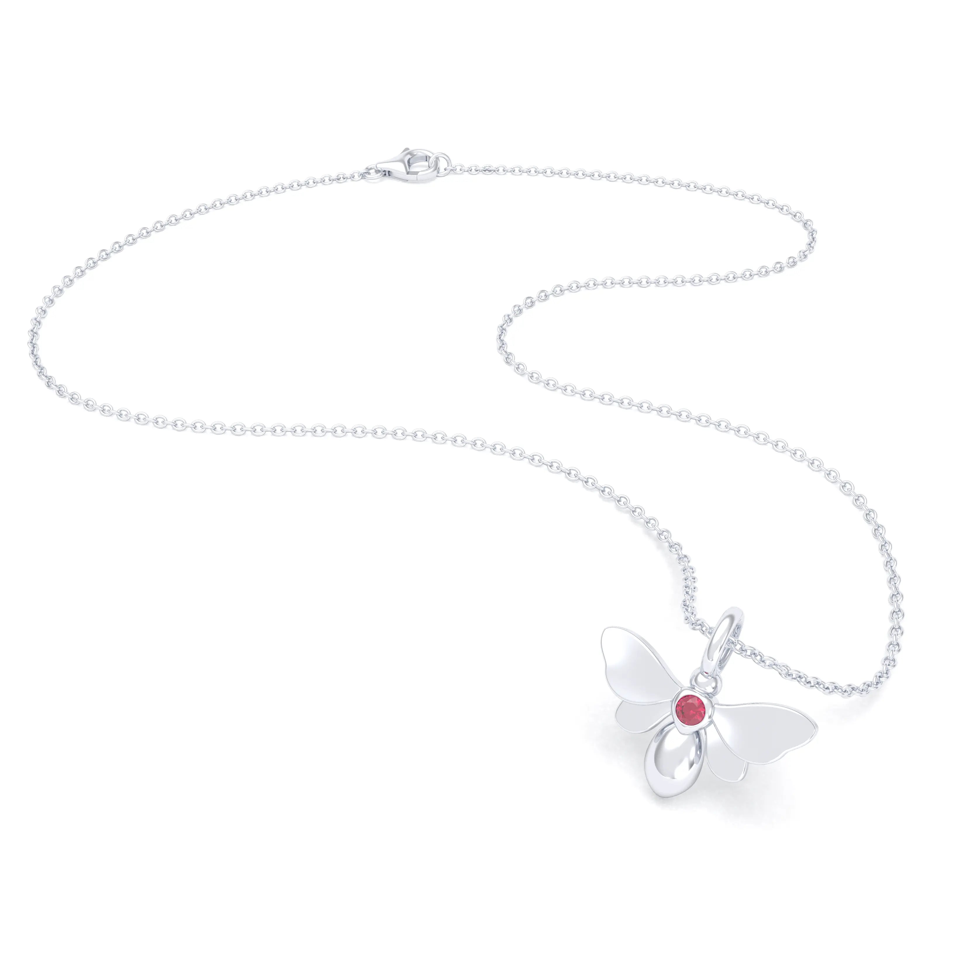 Collier Abeille en or blanc 18 carats et pierre précieuse au choix