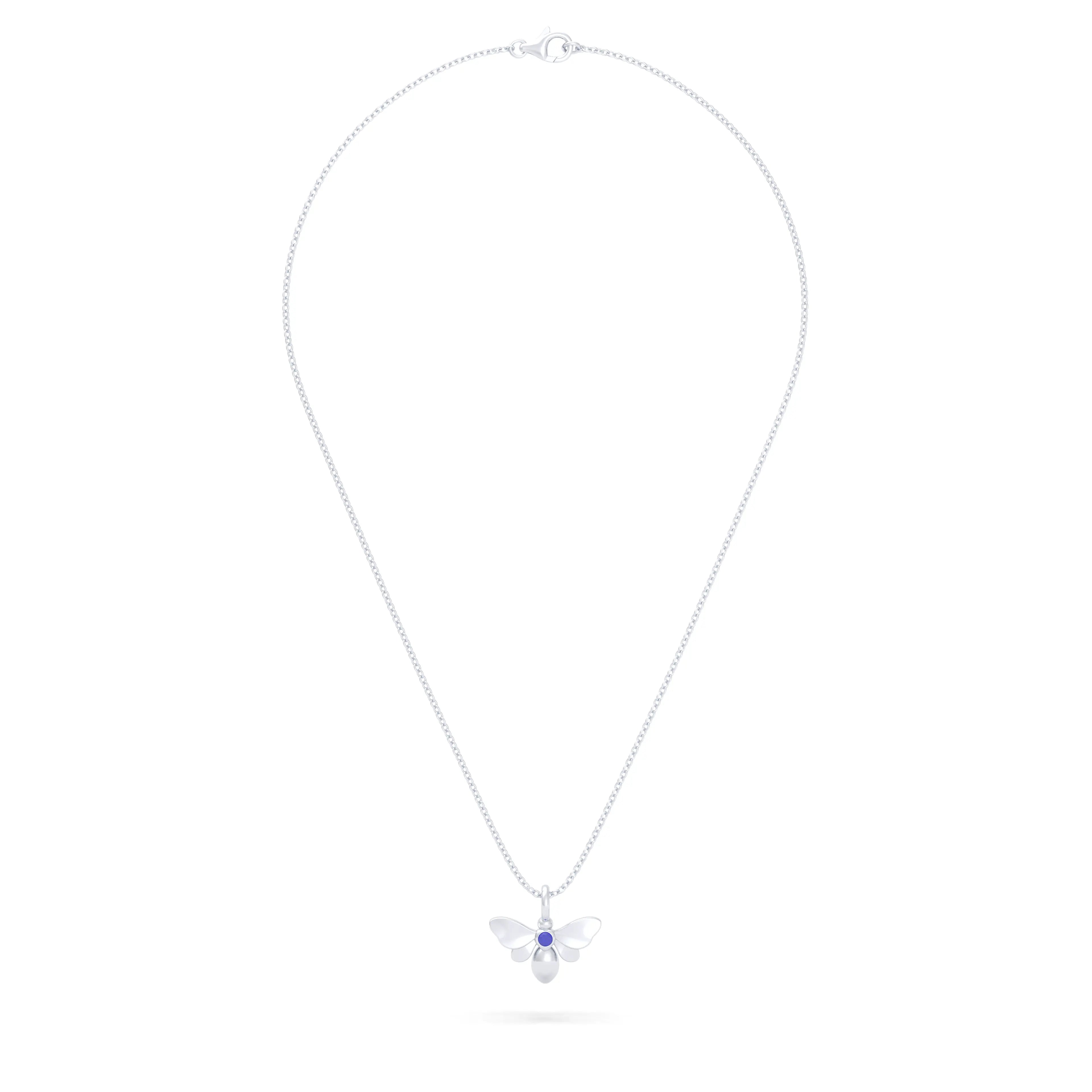 Collier Abeille en or blanc 18 carats et pierre précieuse au choix