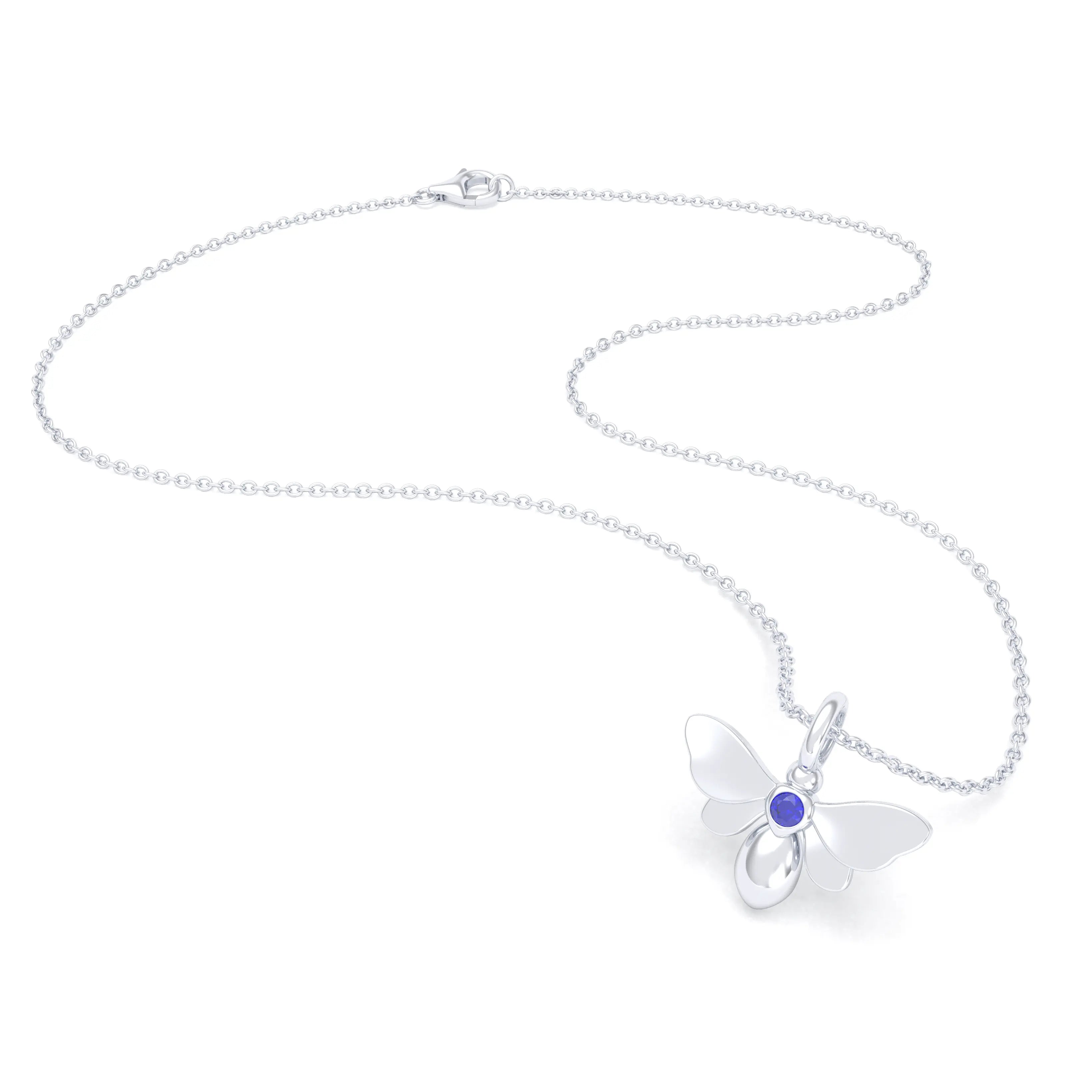 Collier Abeille en or blanc 18 carats et pierre précieuse au choix