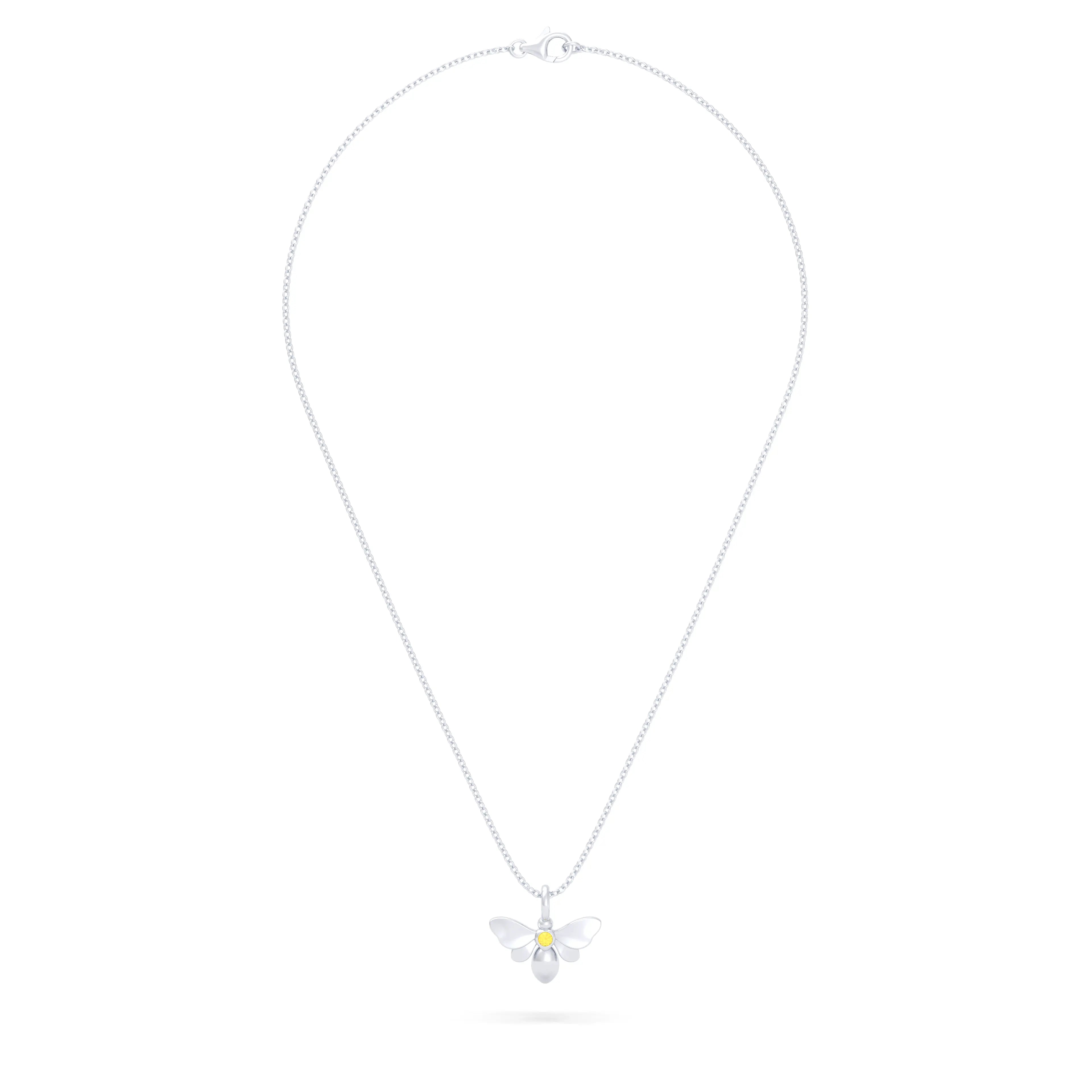 Collier Abeille en or blanc 18 carats et pierre précieuse au choix