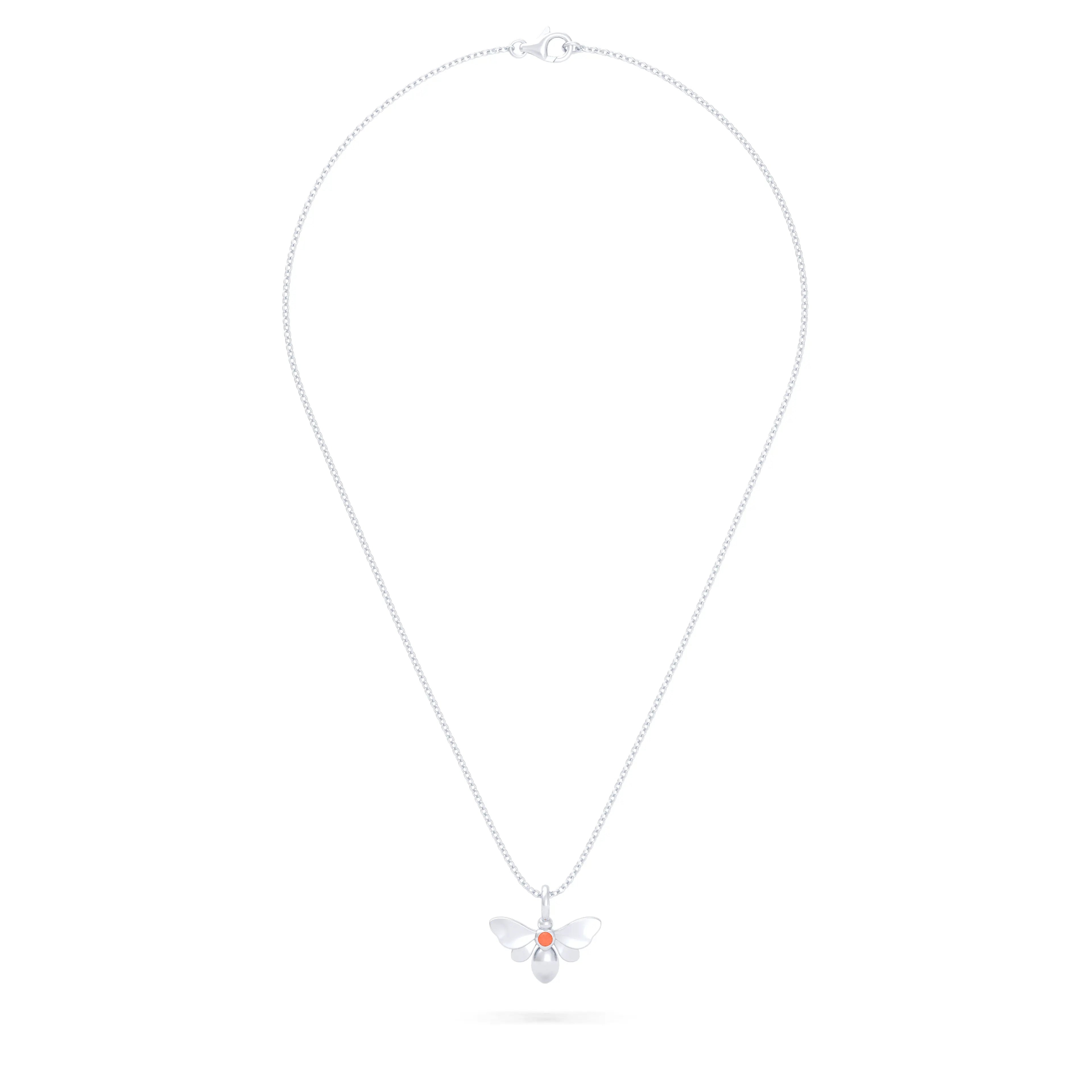 Collier Abeille en or blanc 18 carats et pierre précieuse au choix