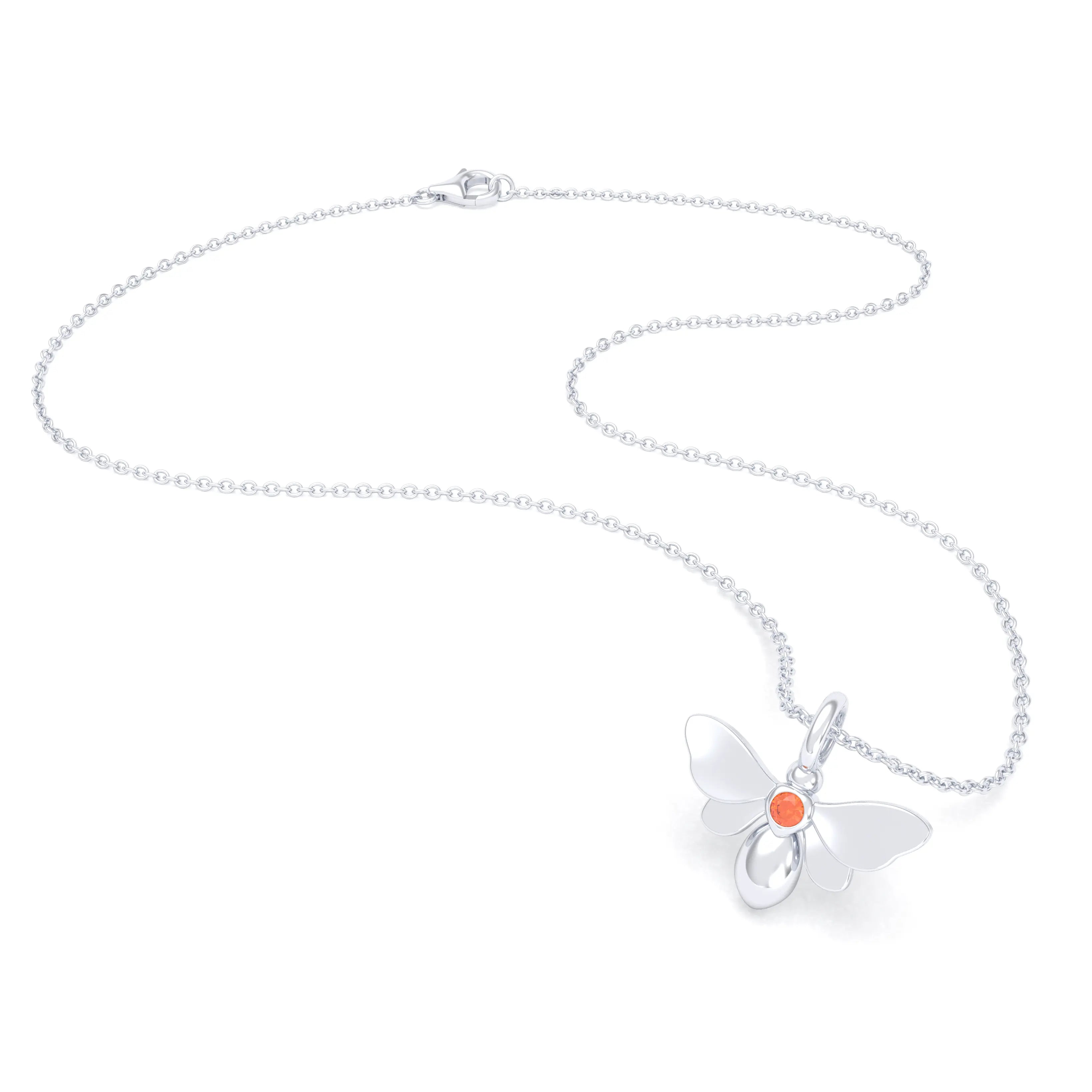 Collier Abeille en or blanc 18 carats et pierre précieuse au choix
