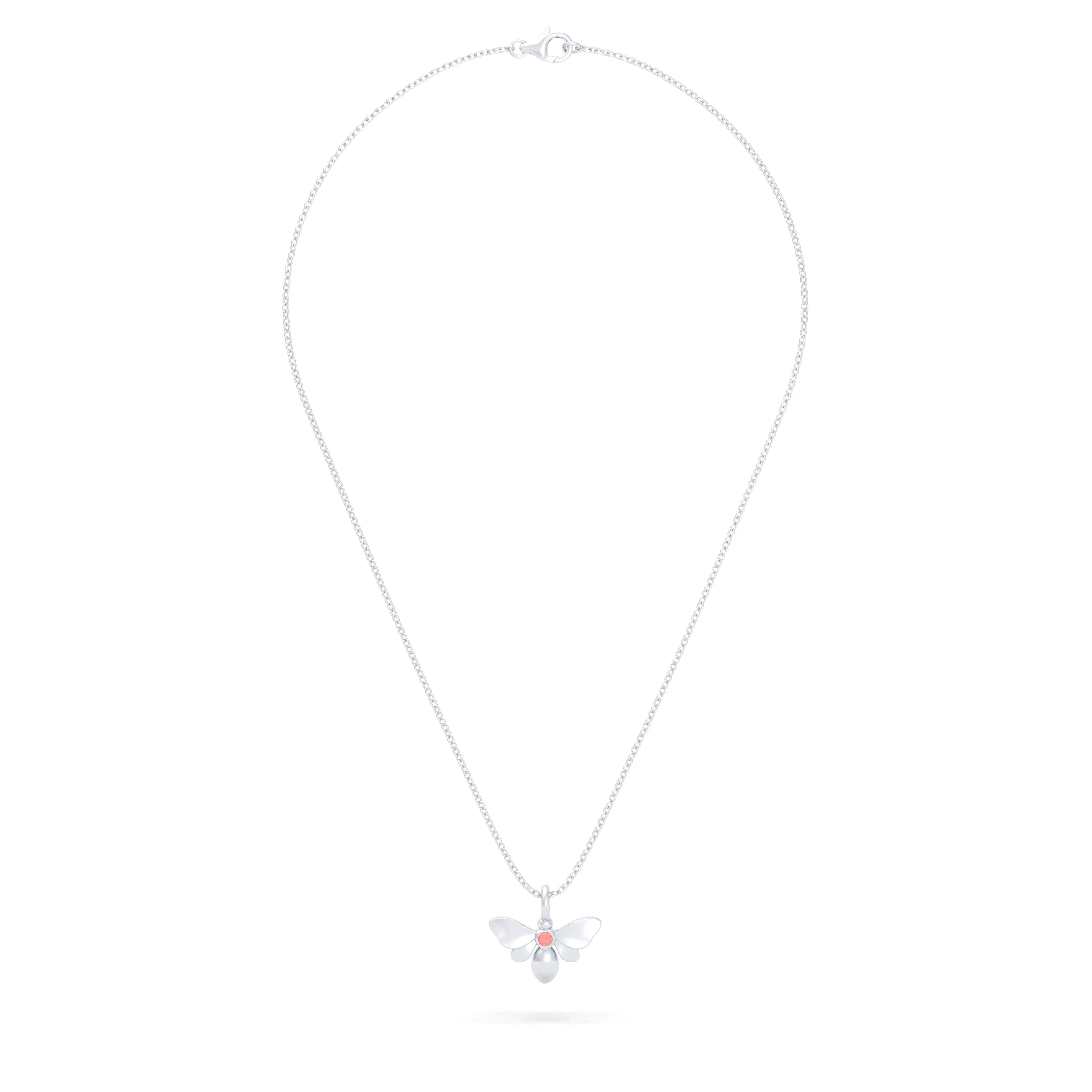 Collier Abeille en or blanc 18 carats et pierre précieuse au choix