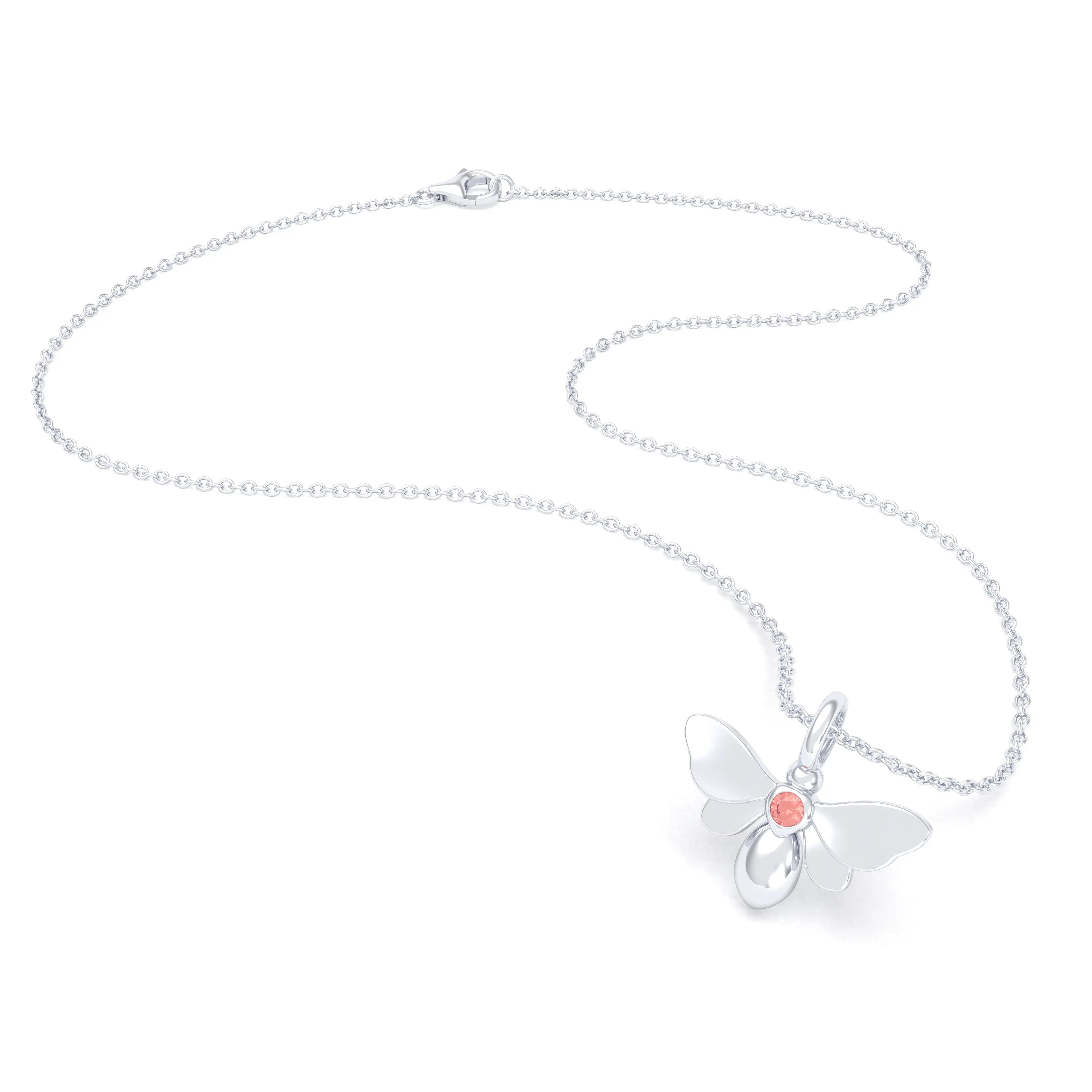 Collier Abeille en or blanc 18 carats et pierre précieuse au choix