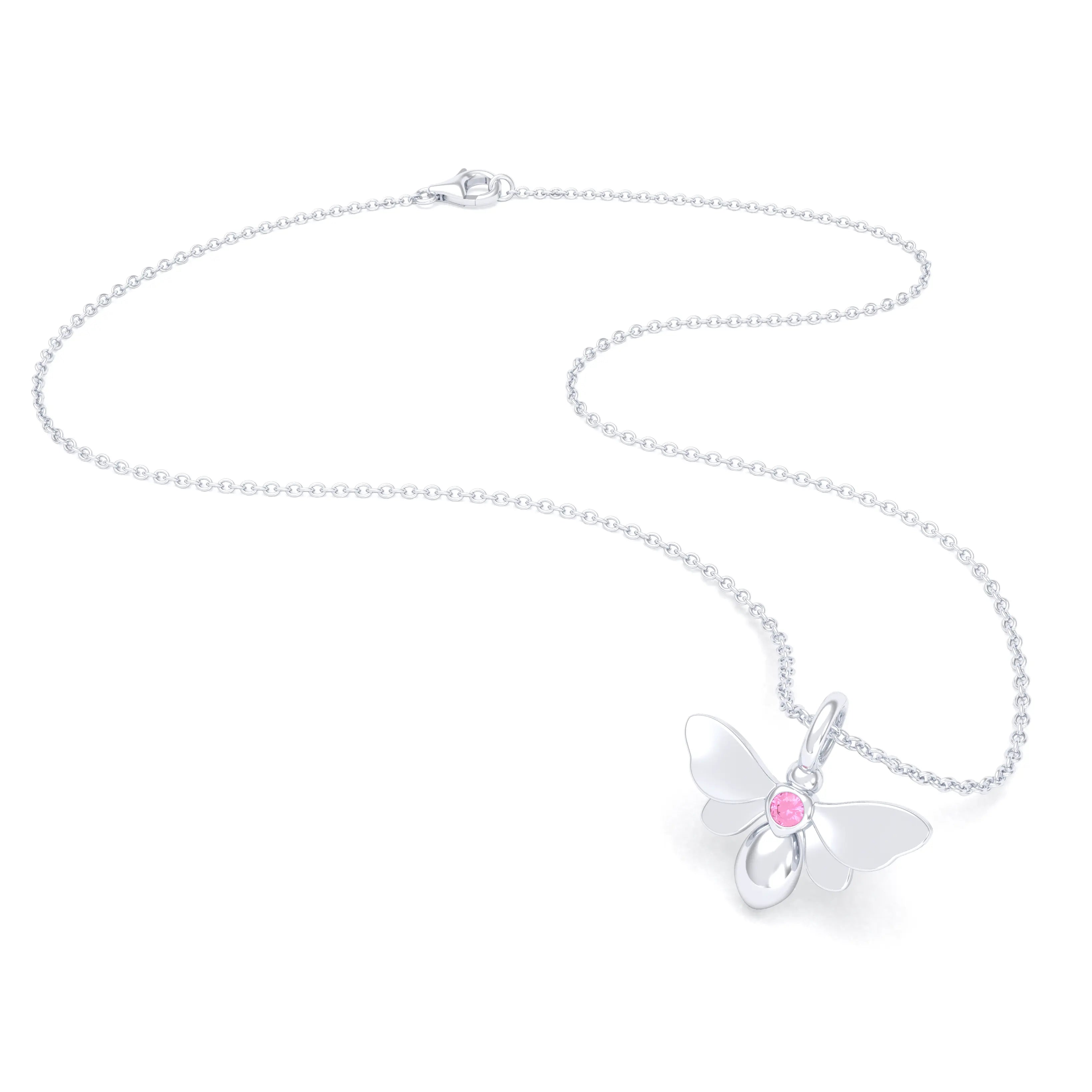 Collier Abeille en or blanc 18 carats et pierre précieuse au choix