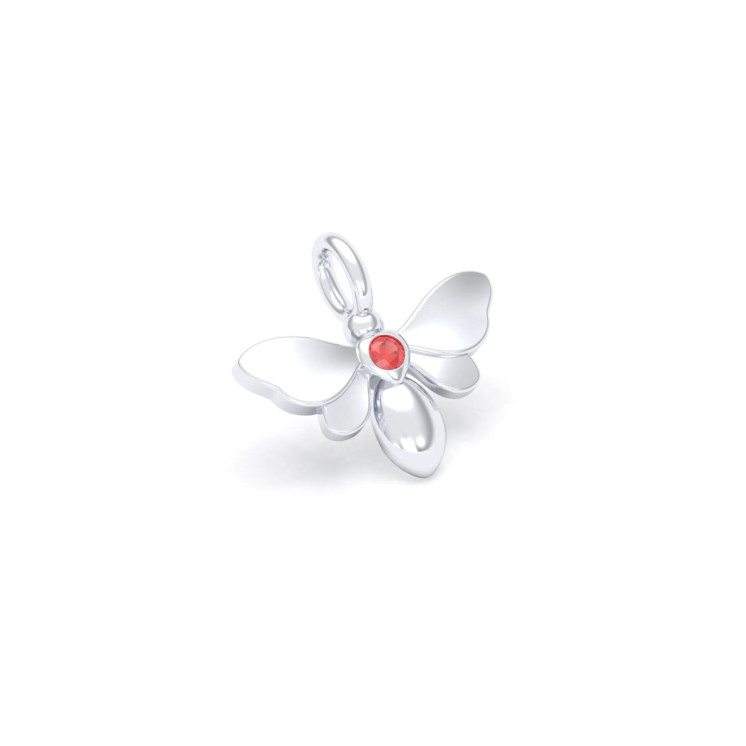 Collier Abeille en or blanc 18 carats et pierre précieuse au choix Saphir rouge Pendentif seul