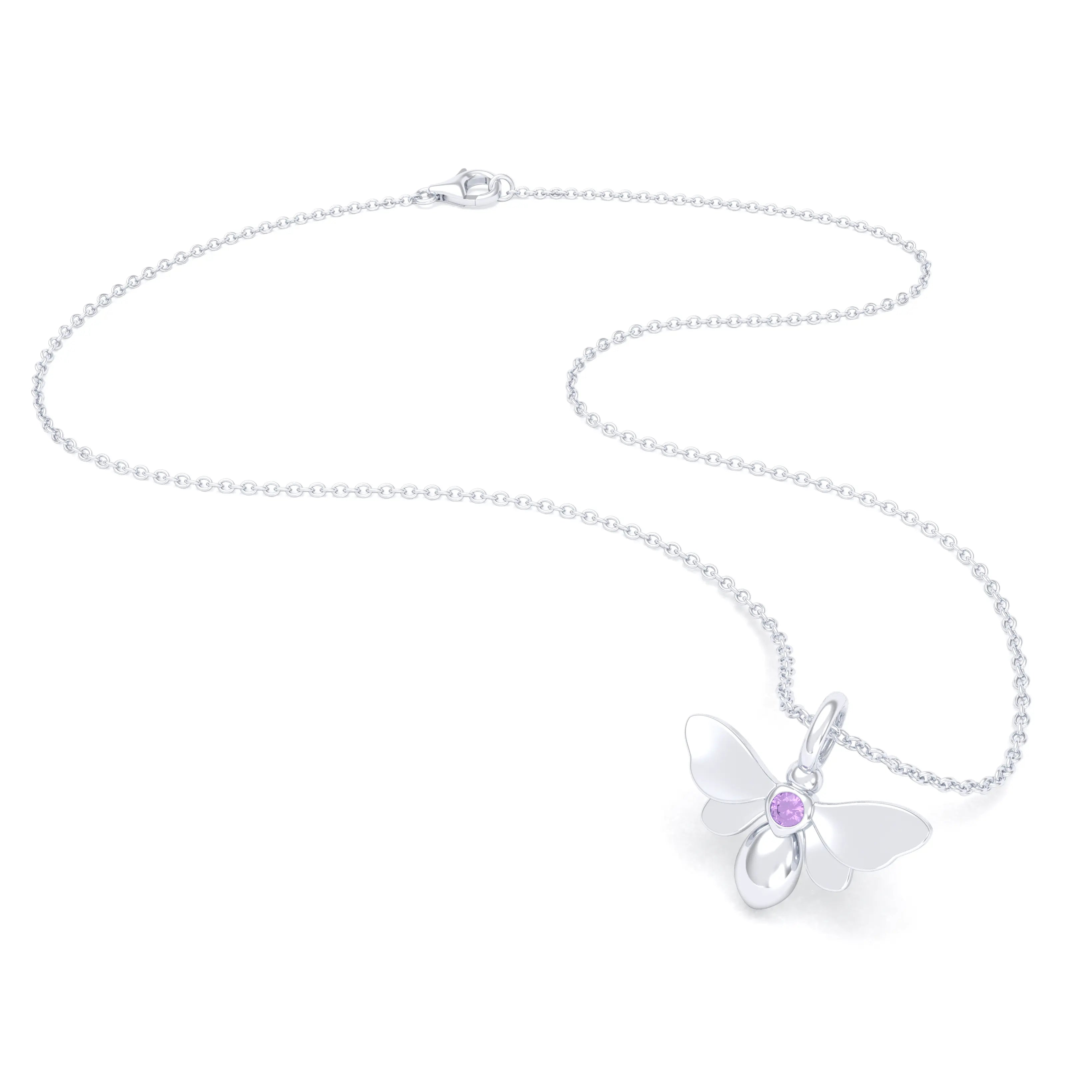 Collier Abeille en or blanc 18 carats et pierre précieuse au choix