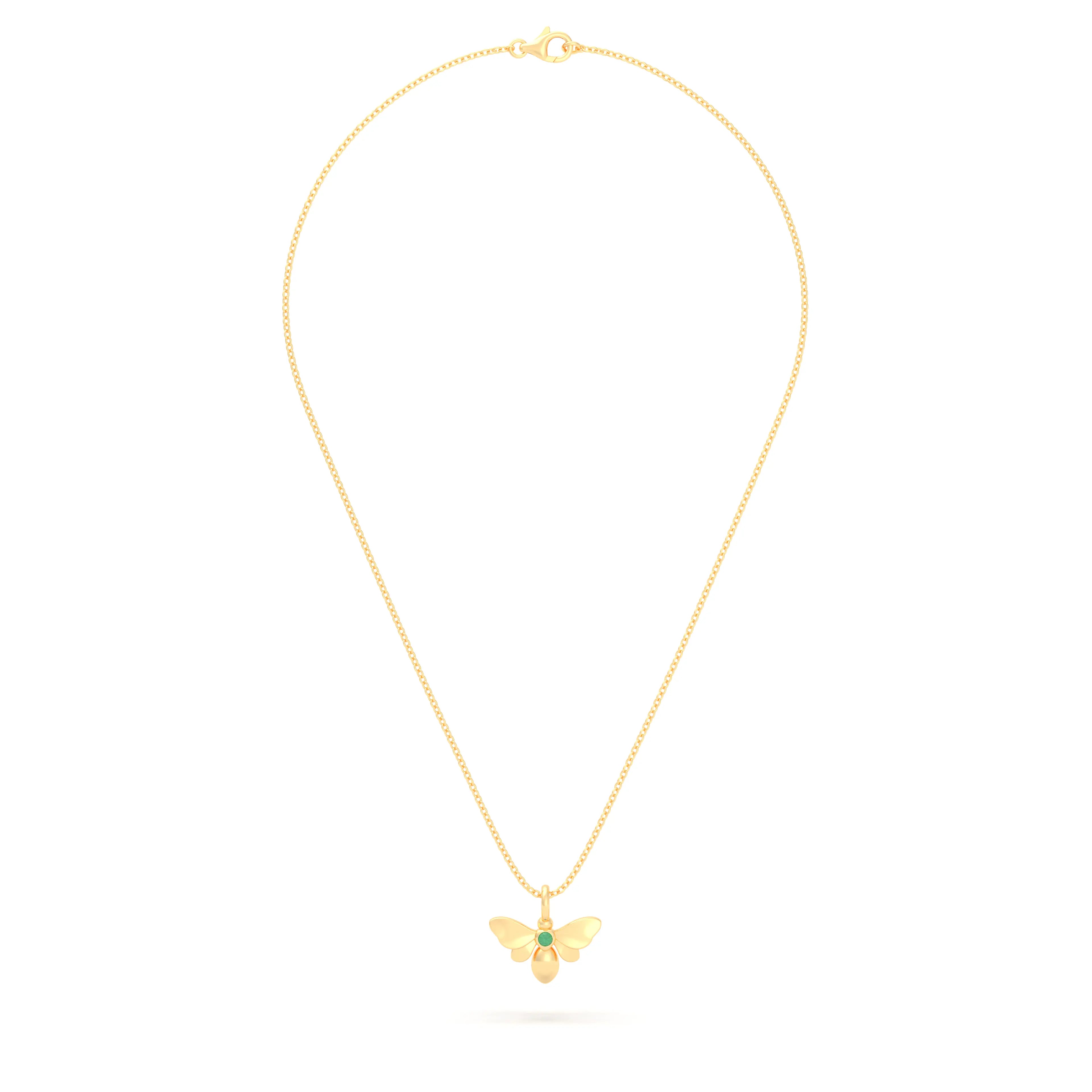 Collier Abeille en or jaune 18 carats et pierre précieuse au choix