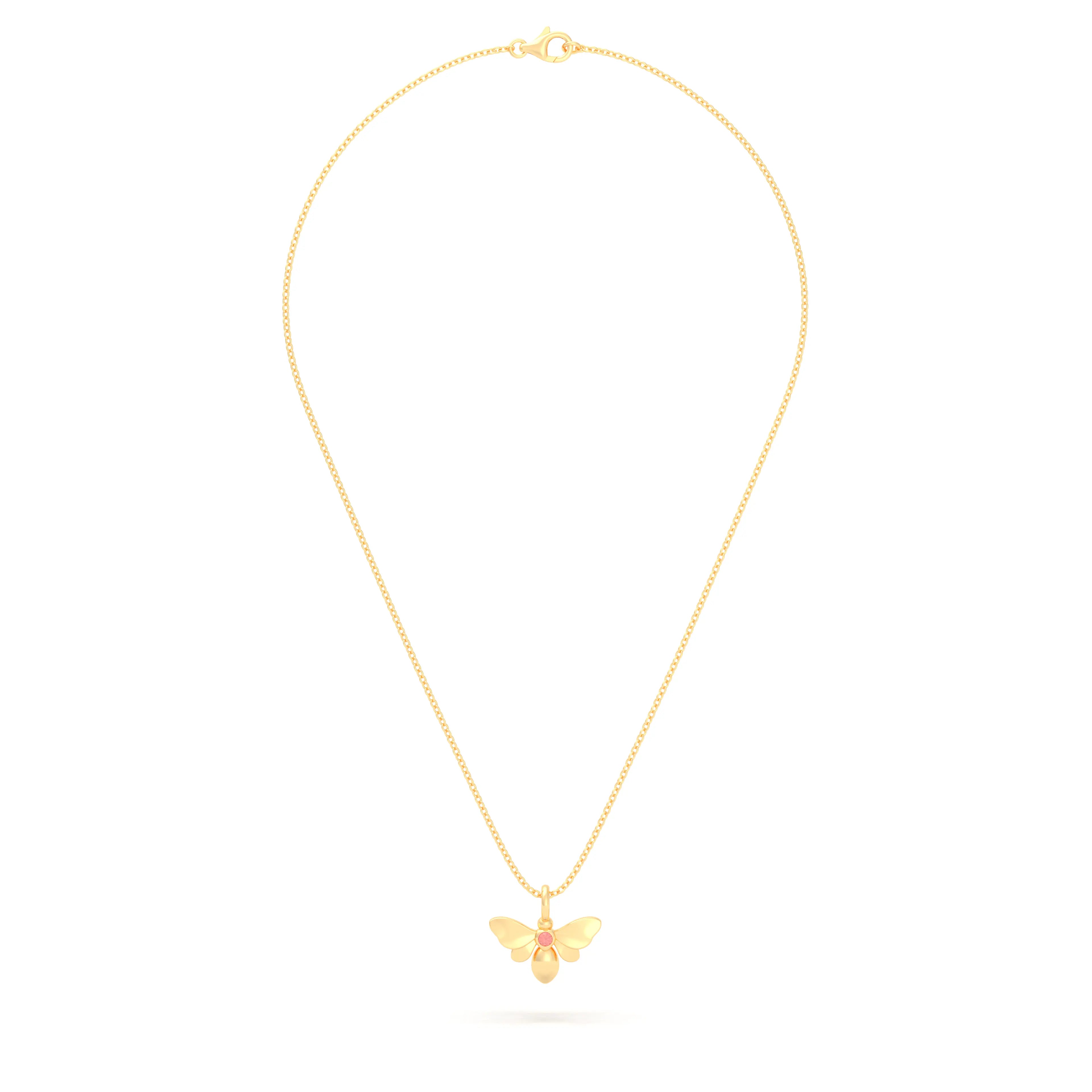 Collier Abeille en or jaune 18 carats et pierre précieuse au choix