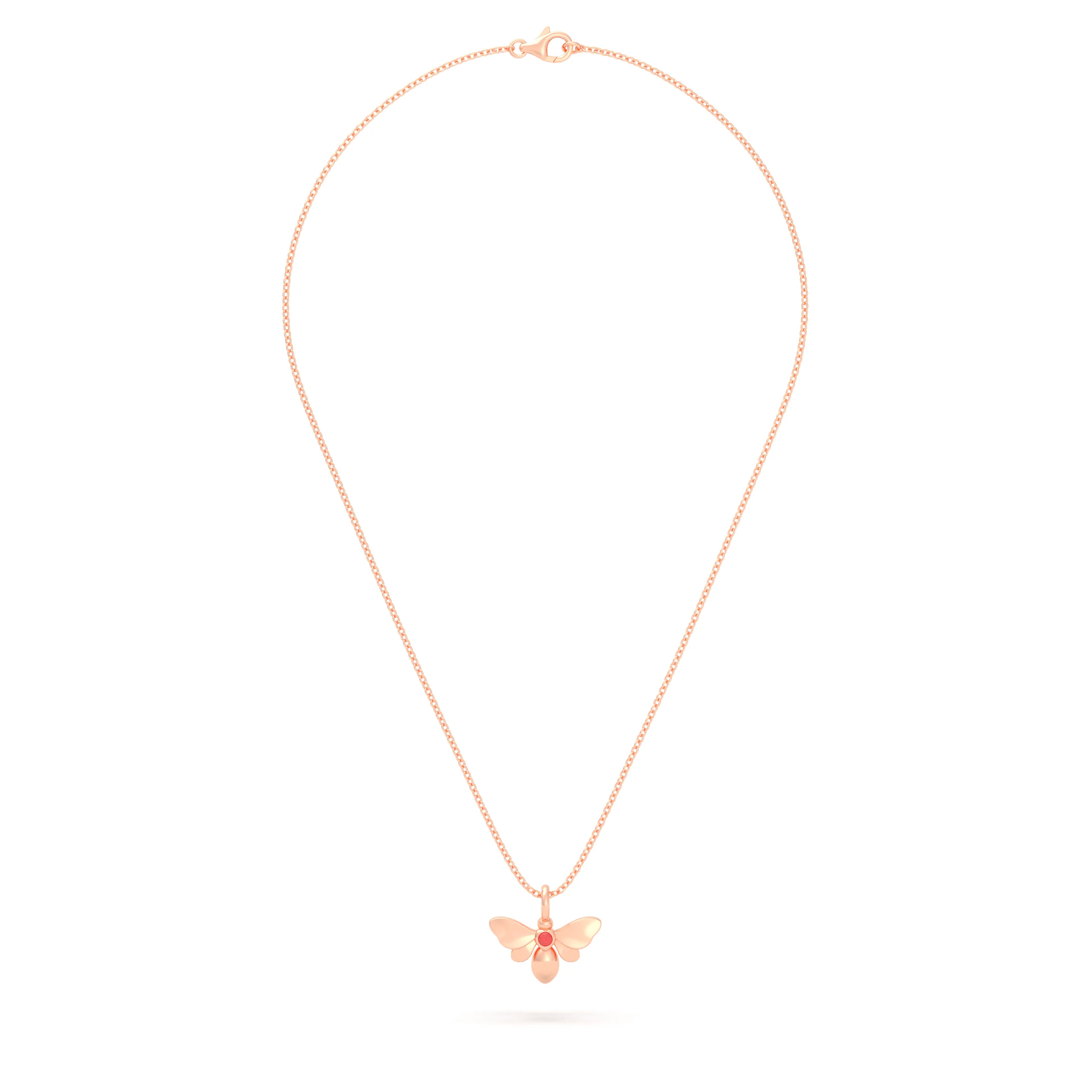 Collier Abeille en or rose 18 carats et pierre précieuse au choix