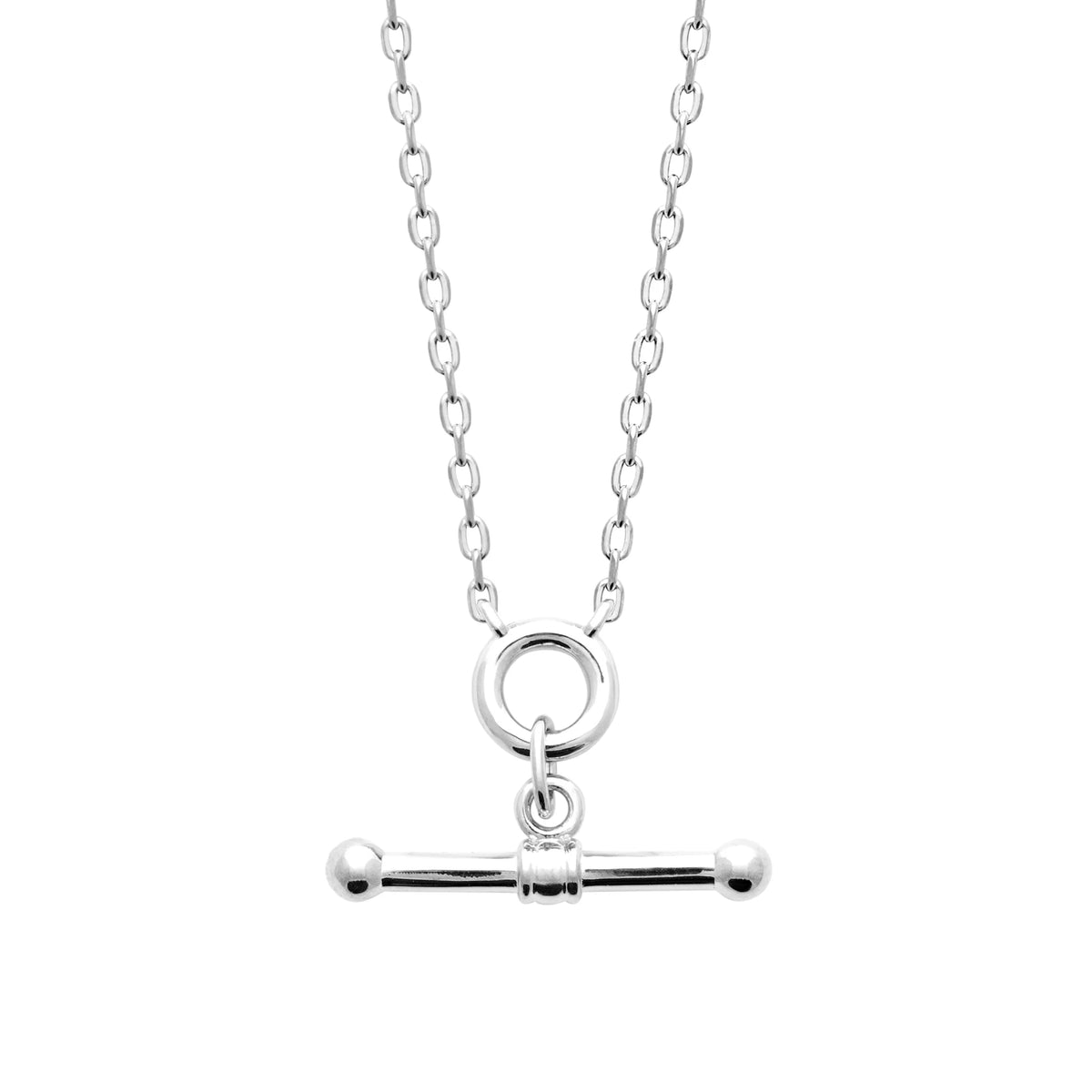Collier anneau lisse et barre en T en argent 925