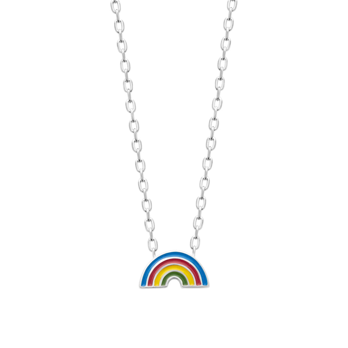 Collier arc-en-ciel enfant en argent 925 rhodié, 37 cm