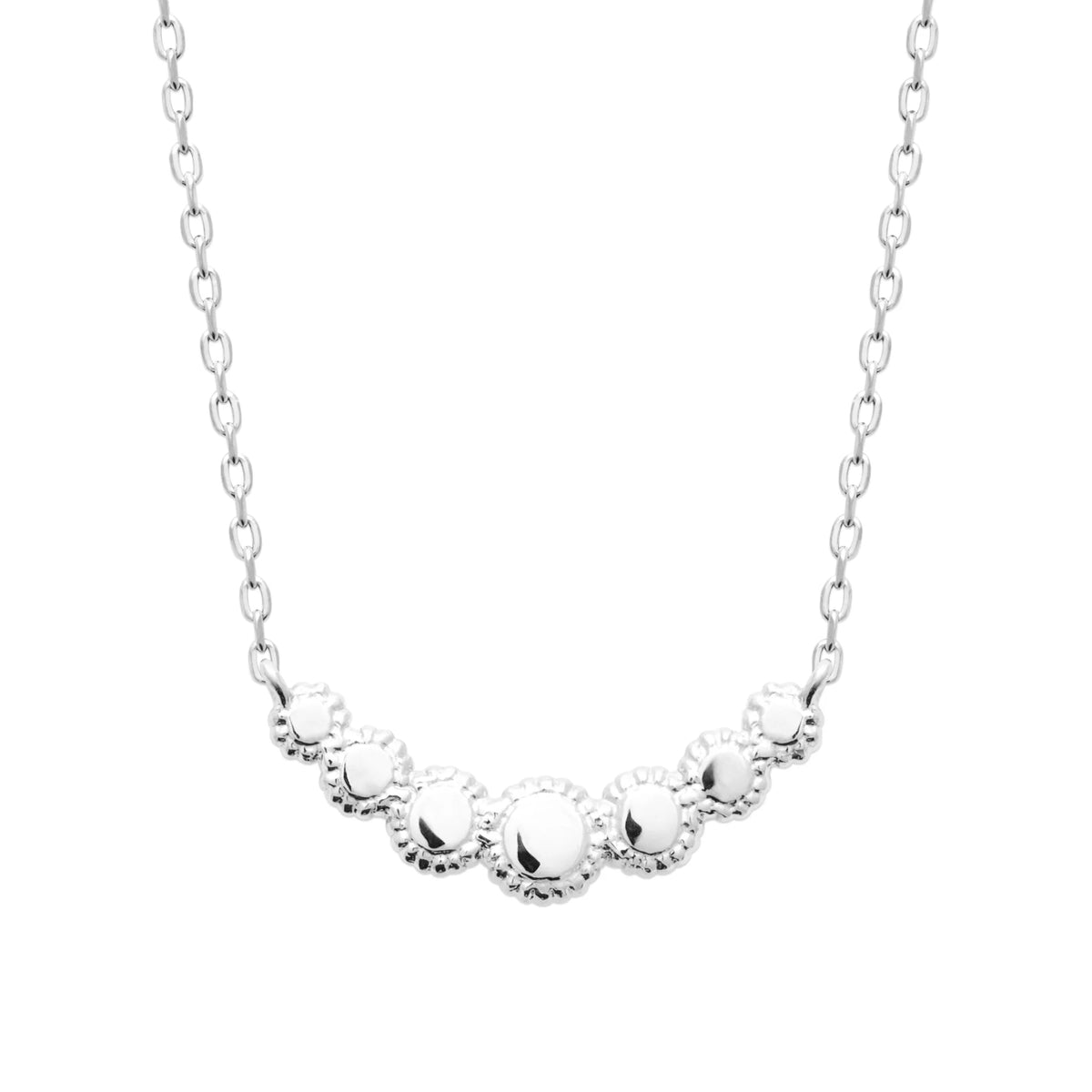 Collier arc de pastilles bombées perlées en argent 925