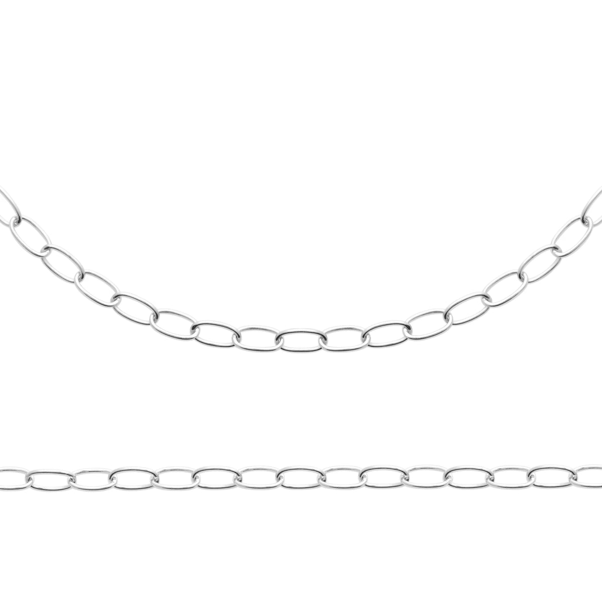 Collier chaîne seule à mailles forçat allongées et fines en argent 925