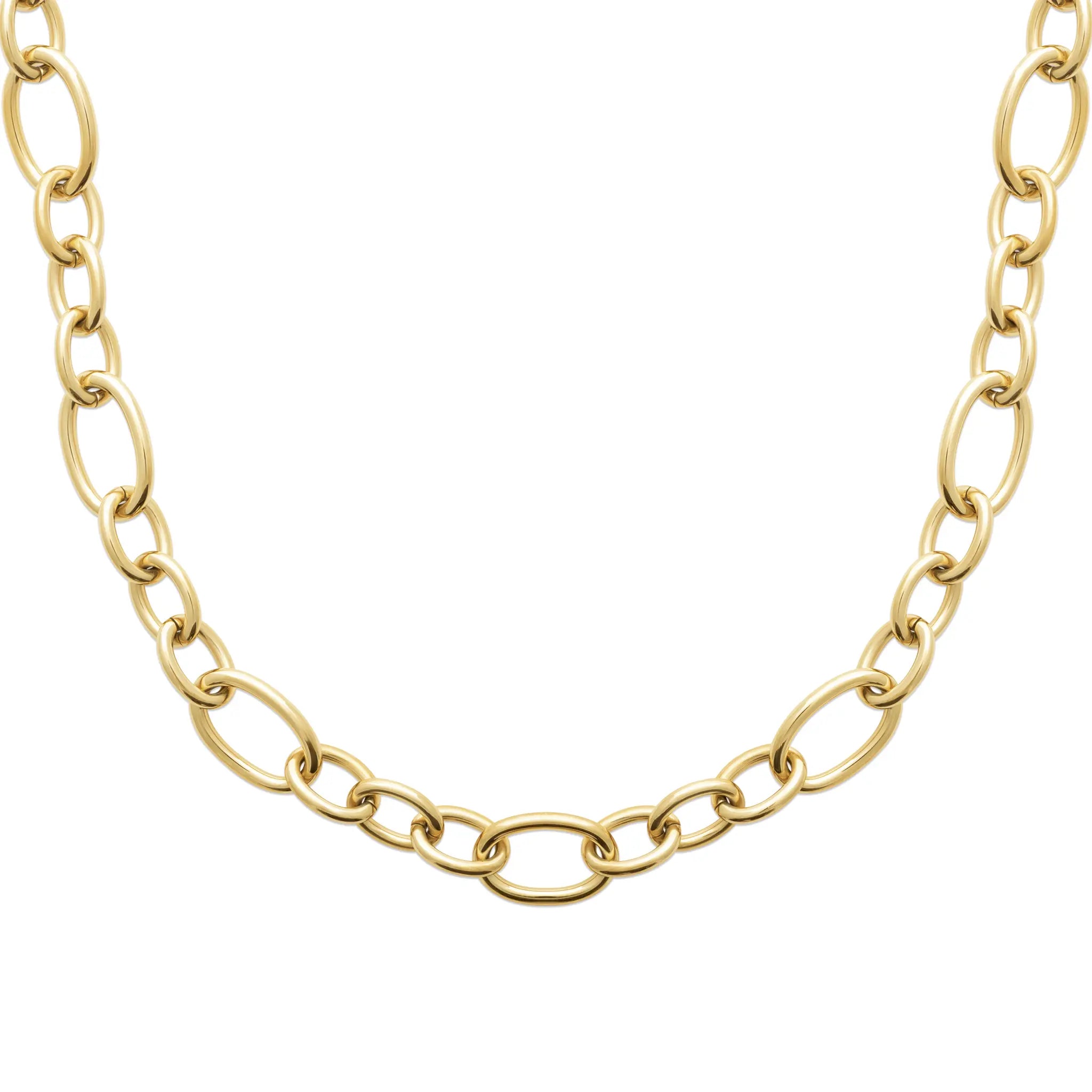 Collier Chaîne Maillons Ovales XL – Finition PVD Or Miroir