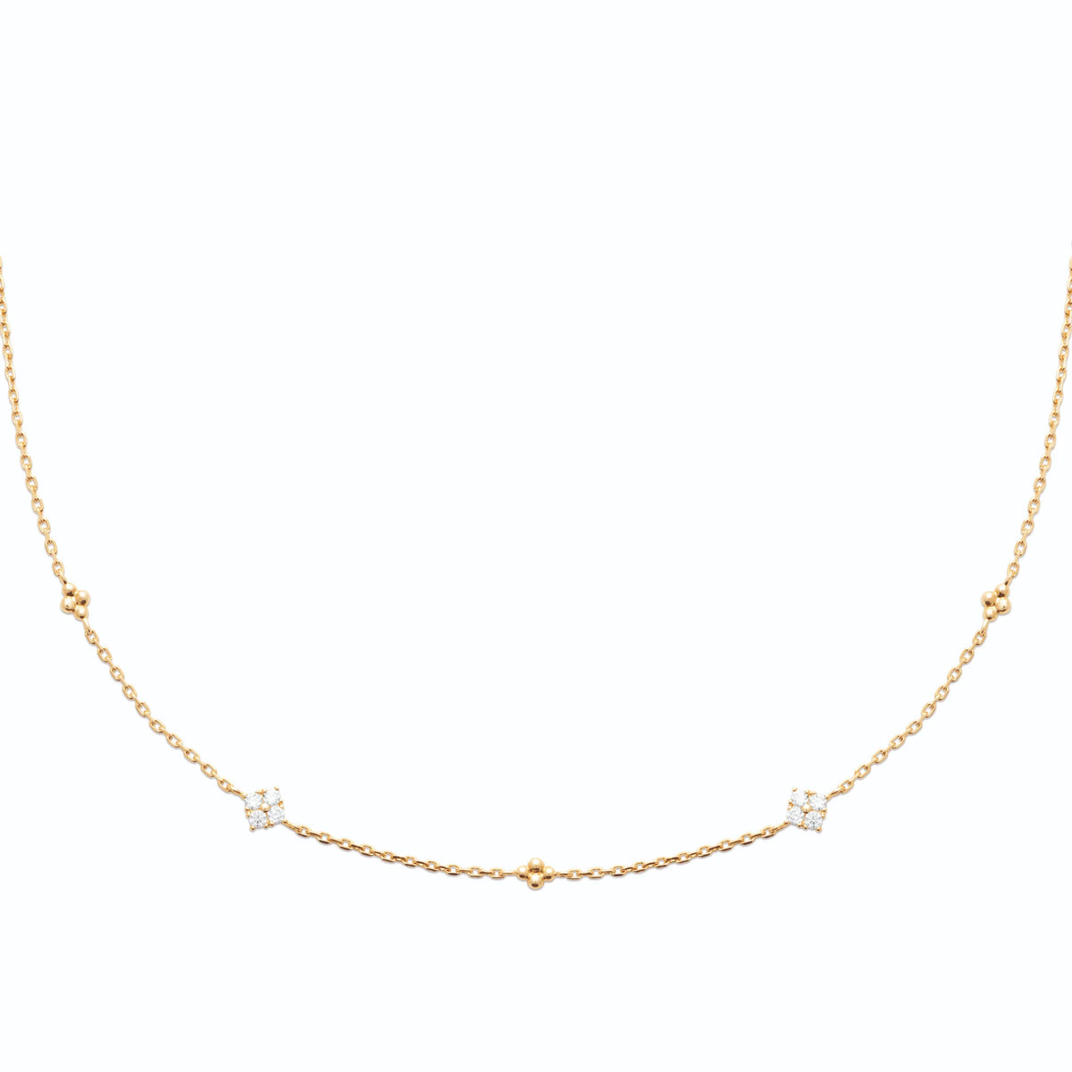 Collier chaîne à stations de zircons en plaqué or