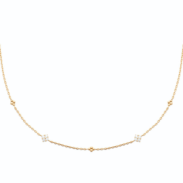 Collier chaîne à stations de zircons en plaqué or