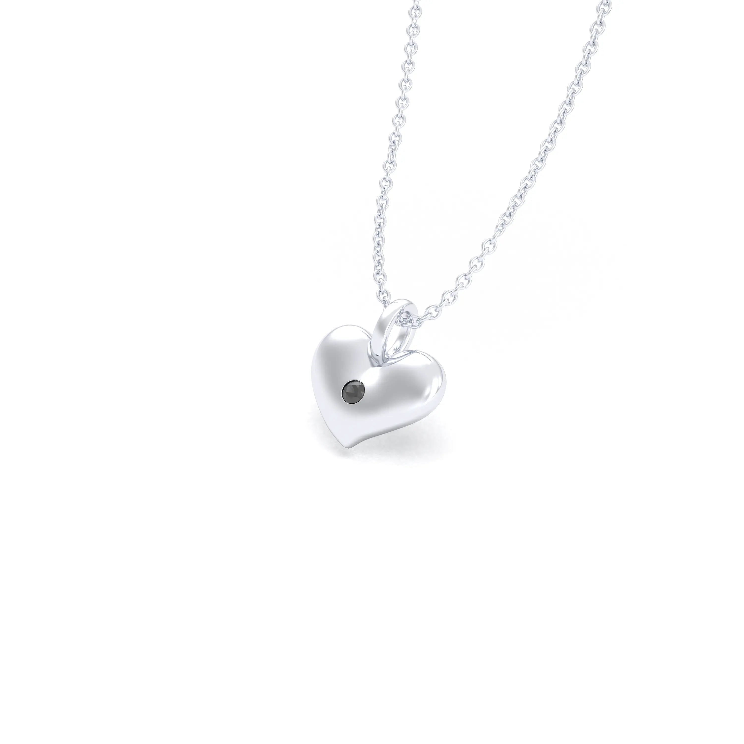 Collier Cœur Volupté en Argent 950 & Pierre au Choix - L'Écrin de vos Émotions Diamant noir