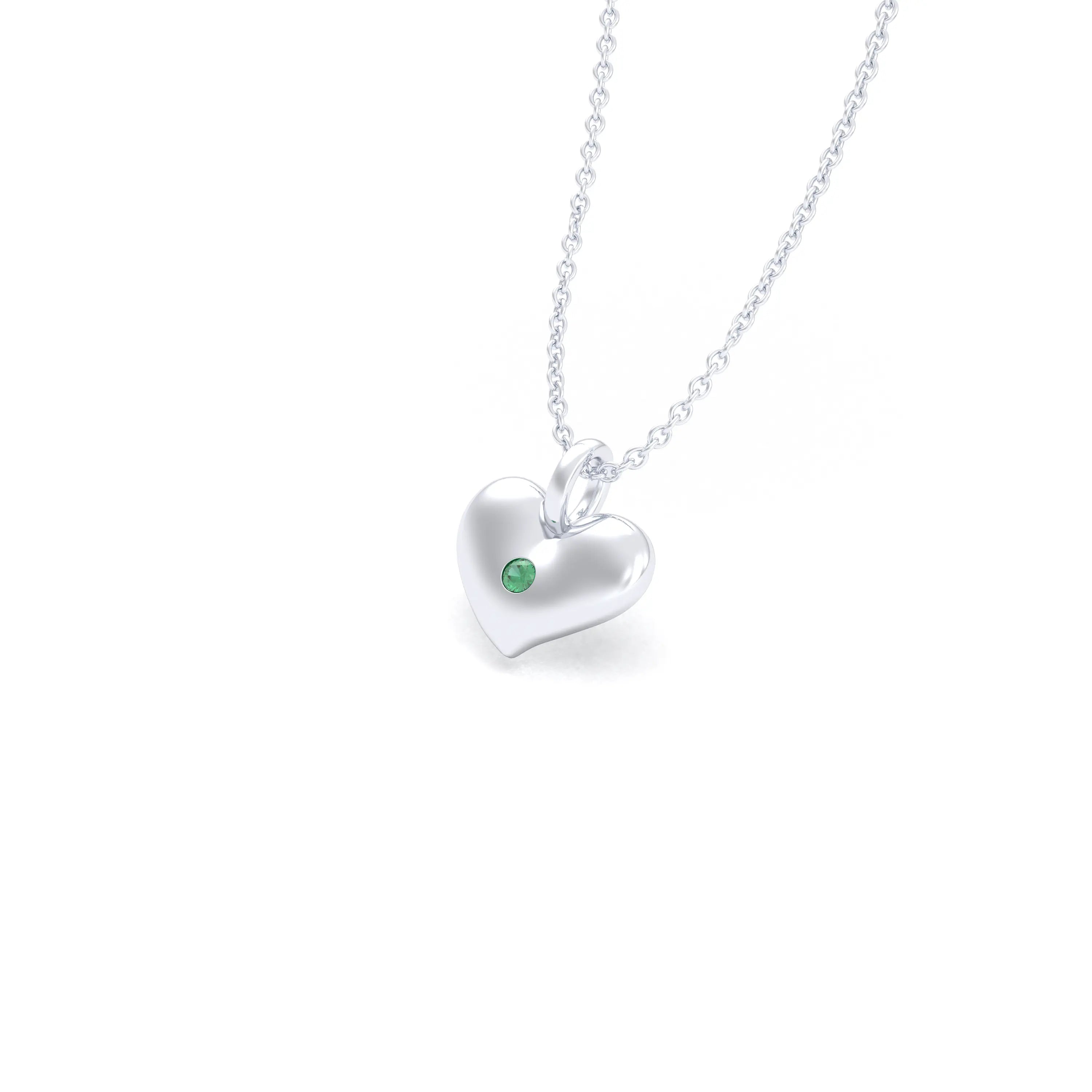 Collier Cœur Volupté en Argent 950 & Pierre au Choix - L'Écrin de vos Émotions Emeraude