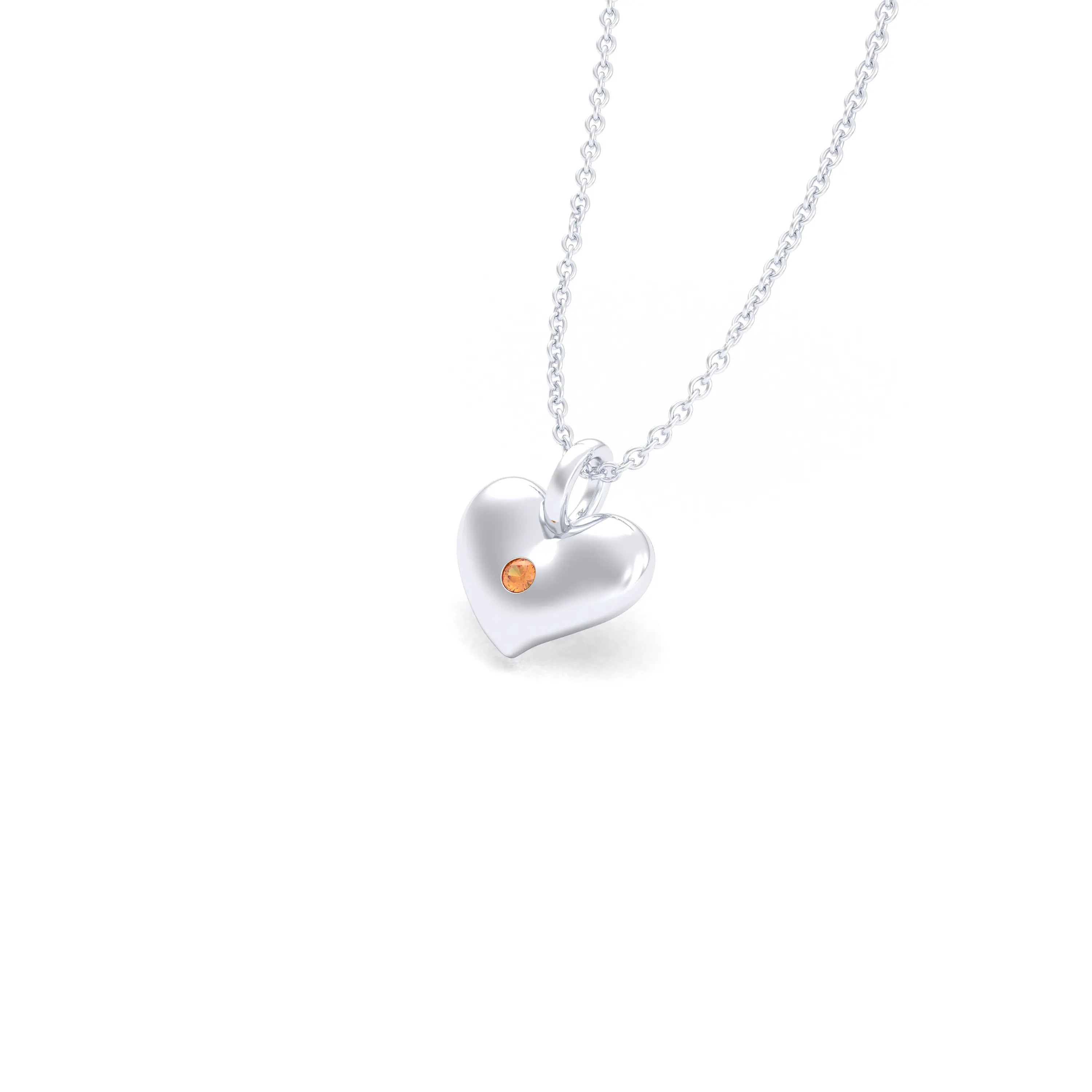 Collier Cœur Volupté en Argent 950 & Pierre au Choix - L'Écrin de vos Émotions Grenat spessartite