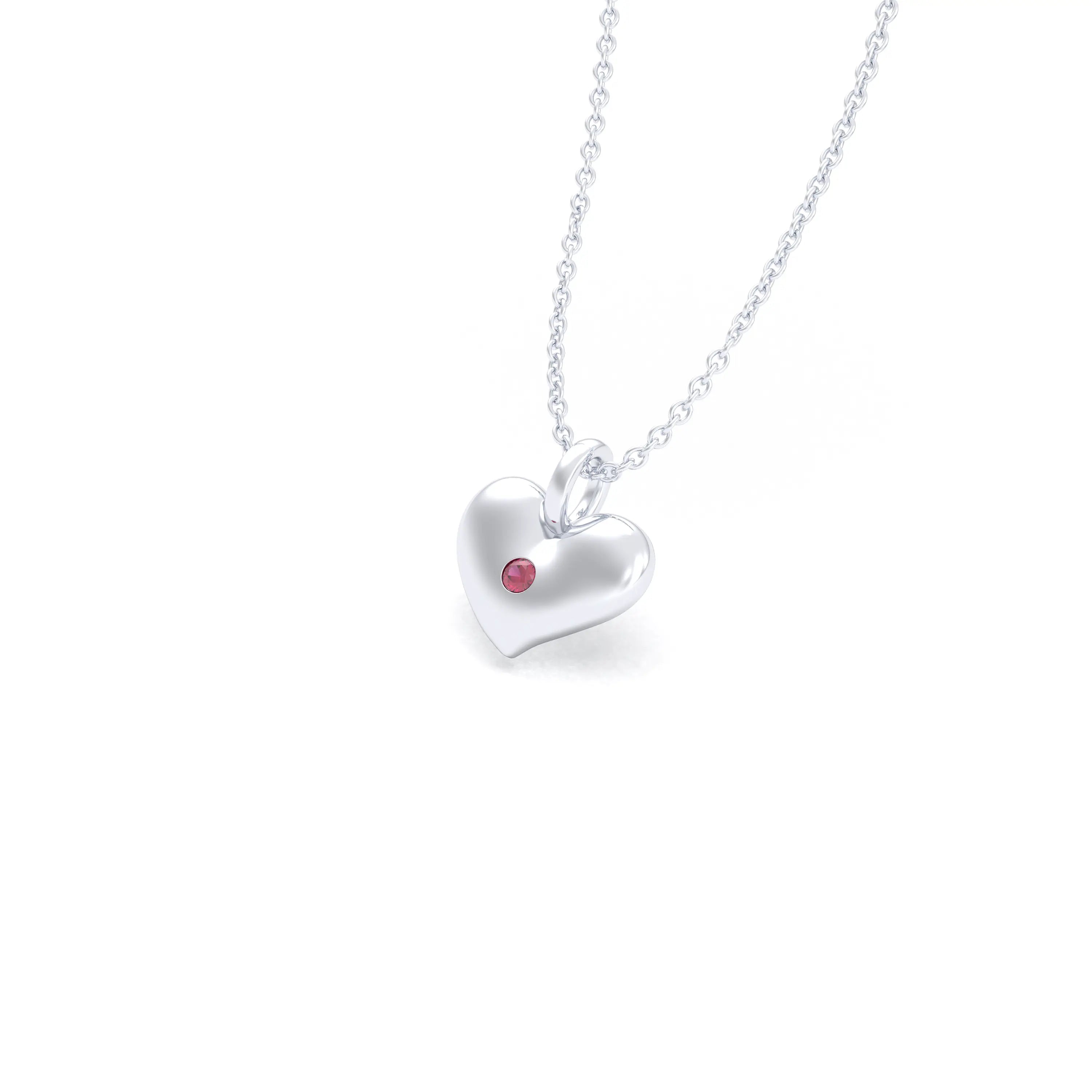 Collier Cœur Volupté en Argent 950 & Pierre au Choix - L'Écrin de vos Émotions Rubis