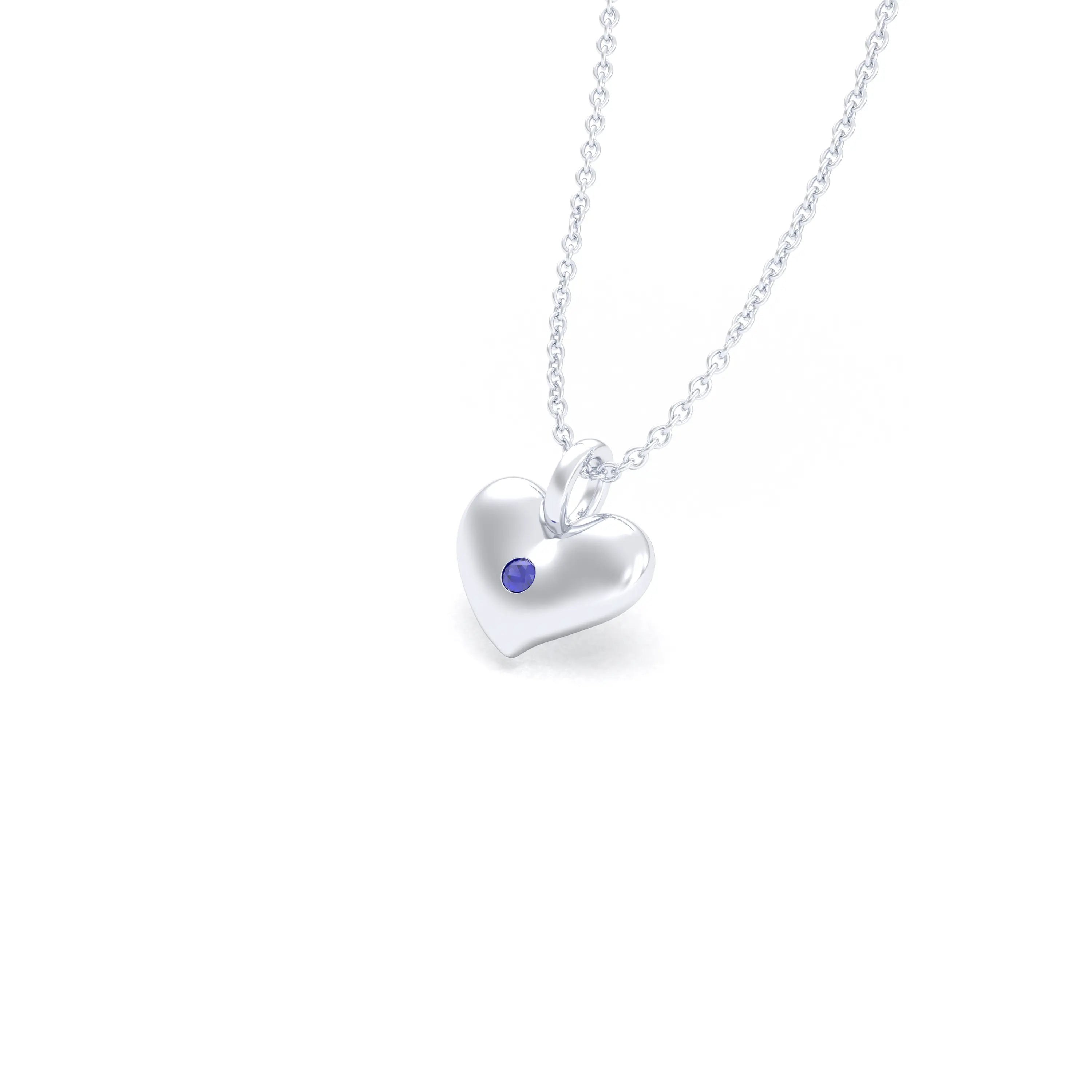 Collier Cœur Volupté en Argent 950 & Pierre au Choix - L'Écrin de vos Émotions Saphir bleu