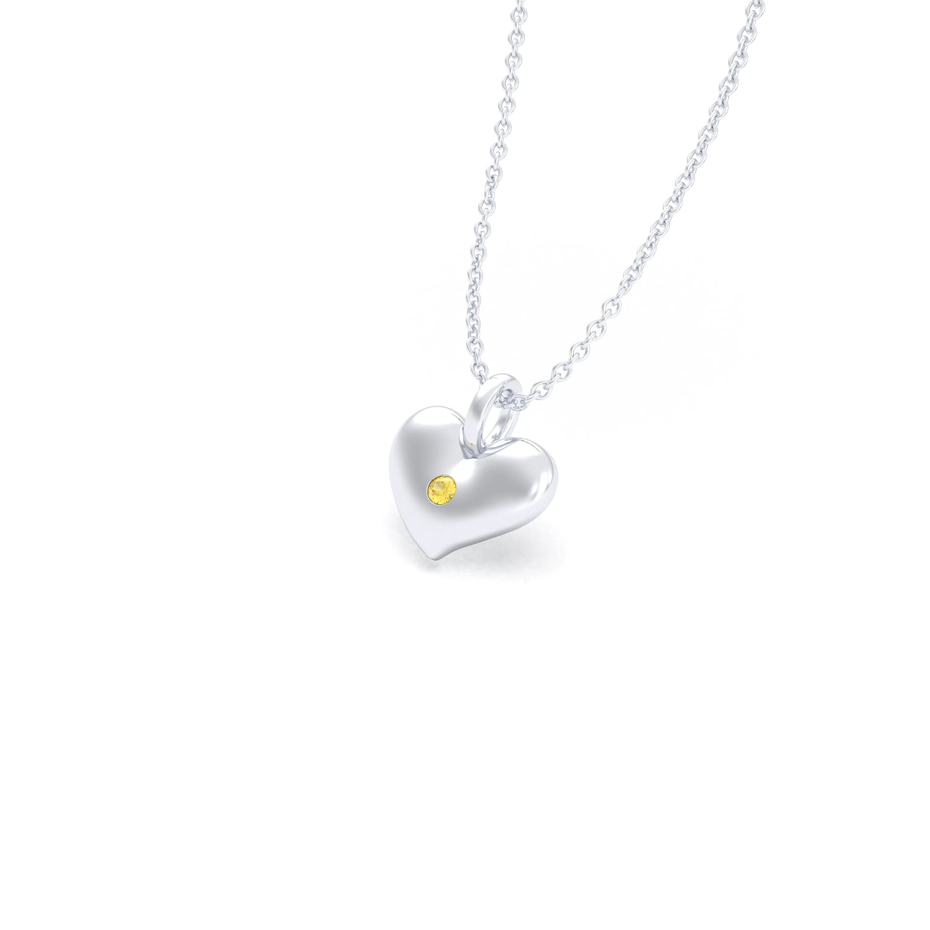 Collier Cœur Volupté en Argent 950 & Pierre au Choix - L'Écrin de vos Émotions Saphir jaune